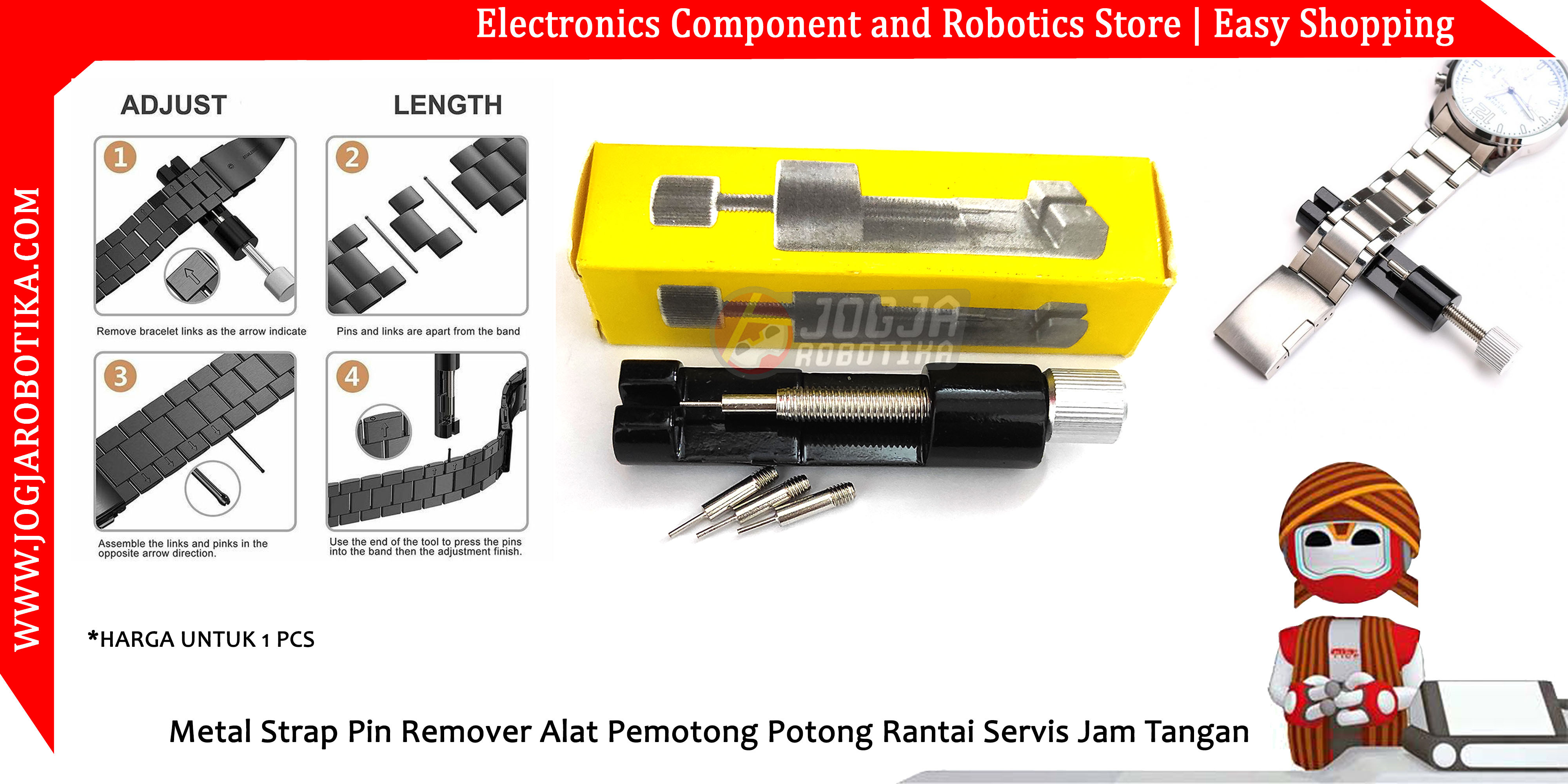Metal Strap Pin Remover Alat Pemotong Potong Rantai Servis Jam Tangan