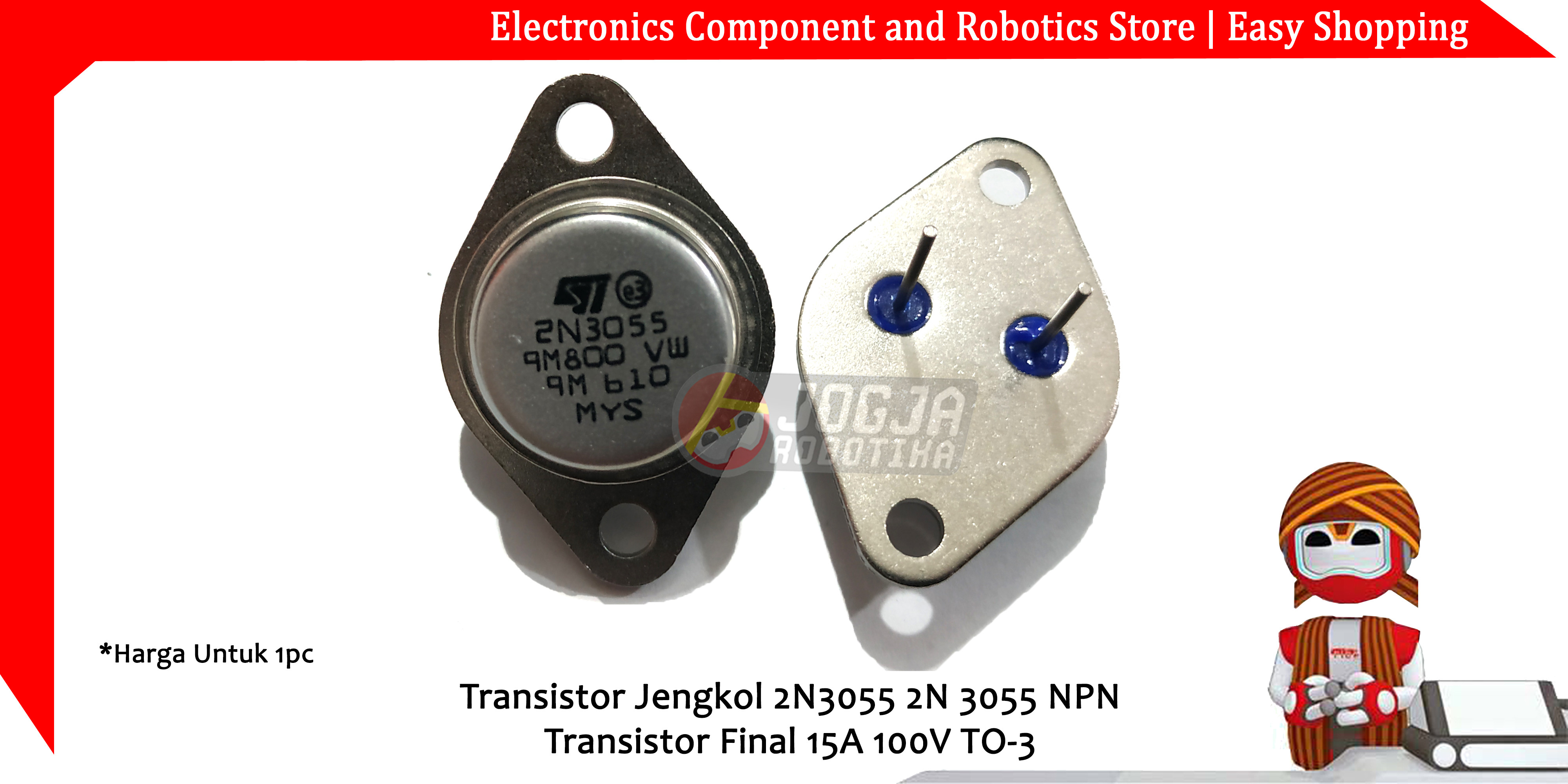 Transistor Jengkol 2N3055 2N 3055 NPN Transistor Final 15A 100V TO-3