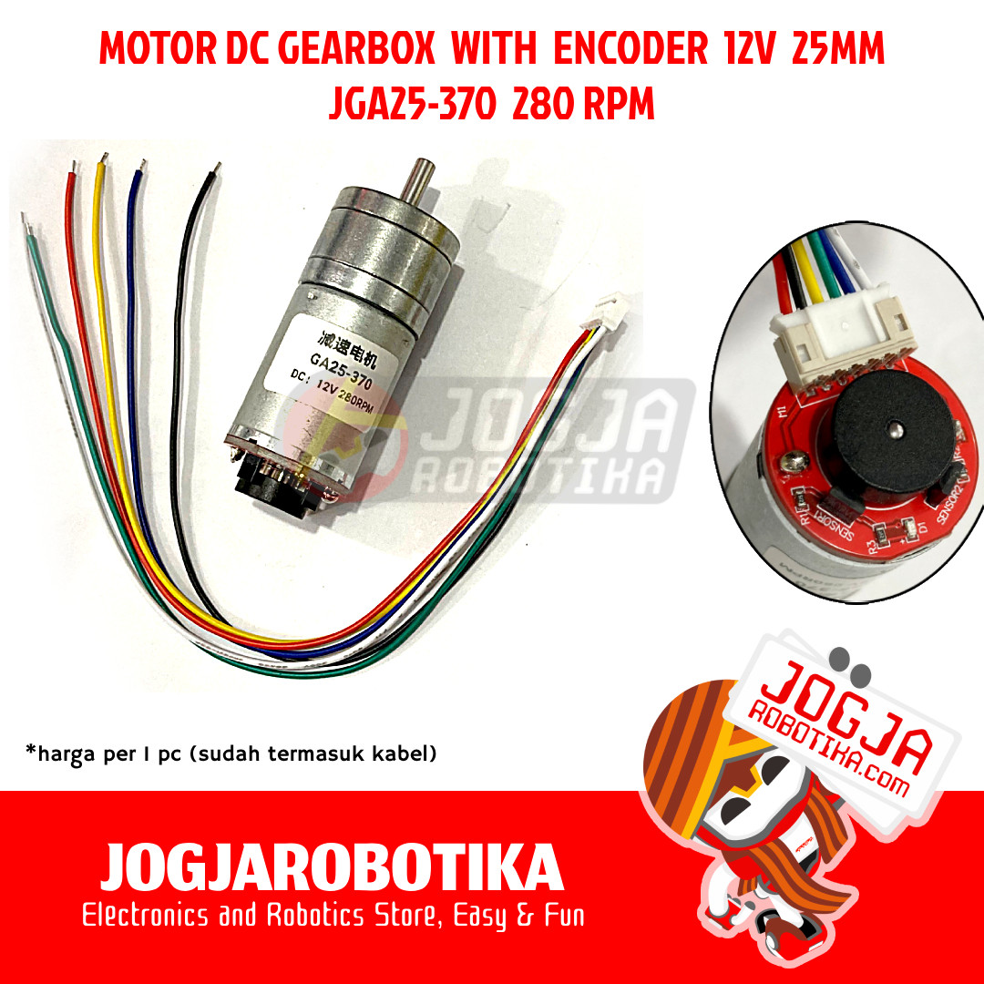 Motor Dc Gearbox 12V 25mm JGA25-370 280rpm With Encoder