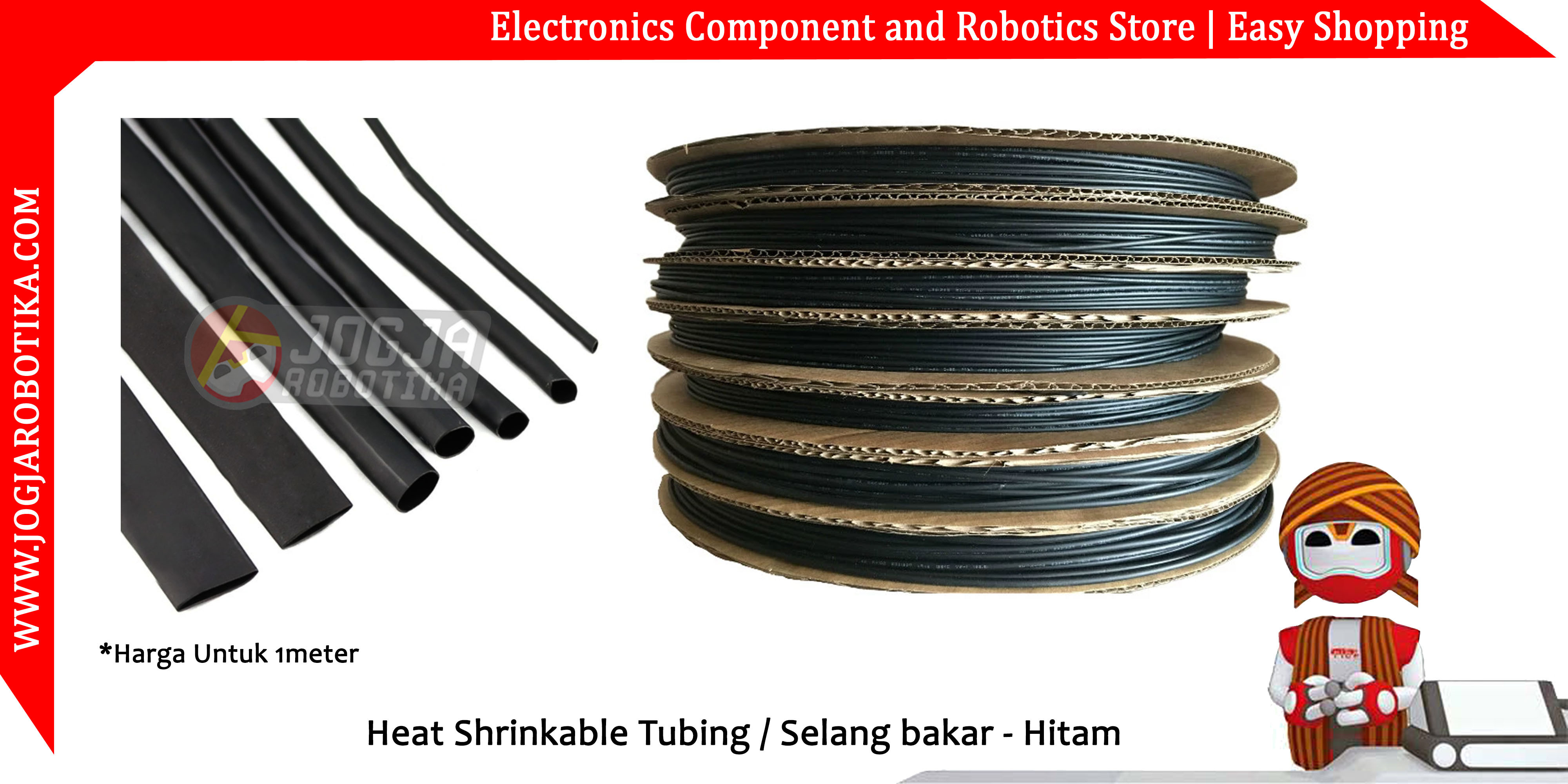 16mm Heat Shrinkable Tubing / Selang bakar - Hitam