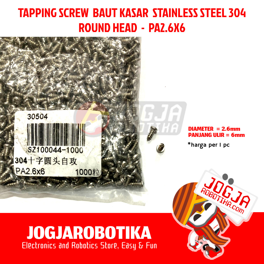 TAPPING SCREW SKRUP BAUT KASAR 304 STAINLESS STEEL - PA2.6x6