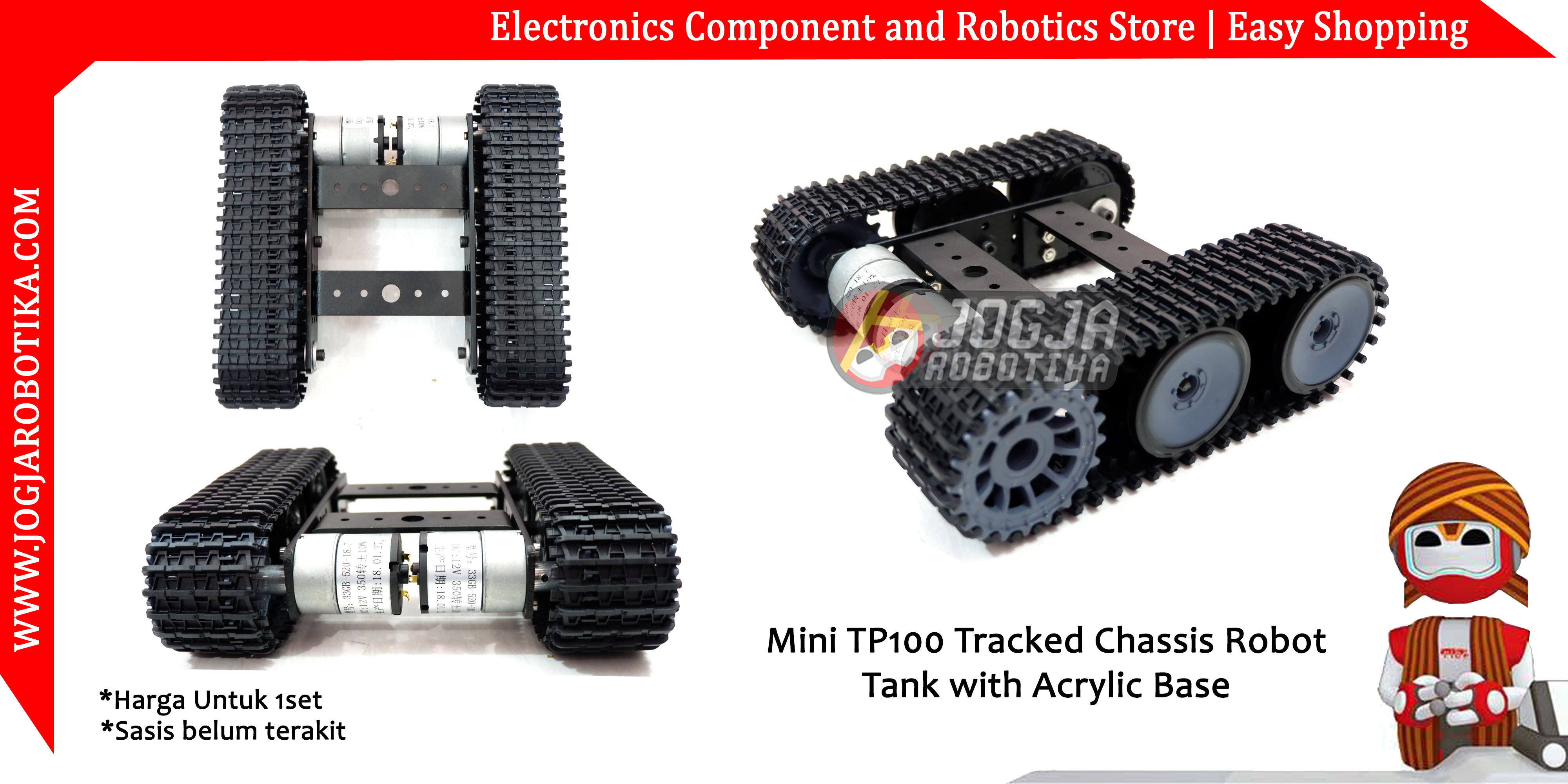 Mini TP100 Tracked Chassis Robot Tank with Acrylic Base