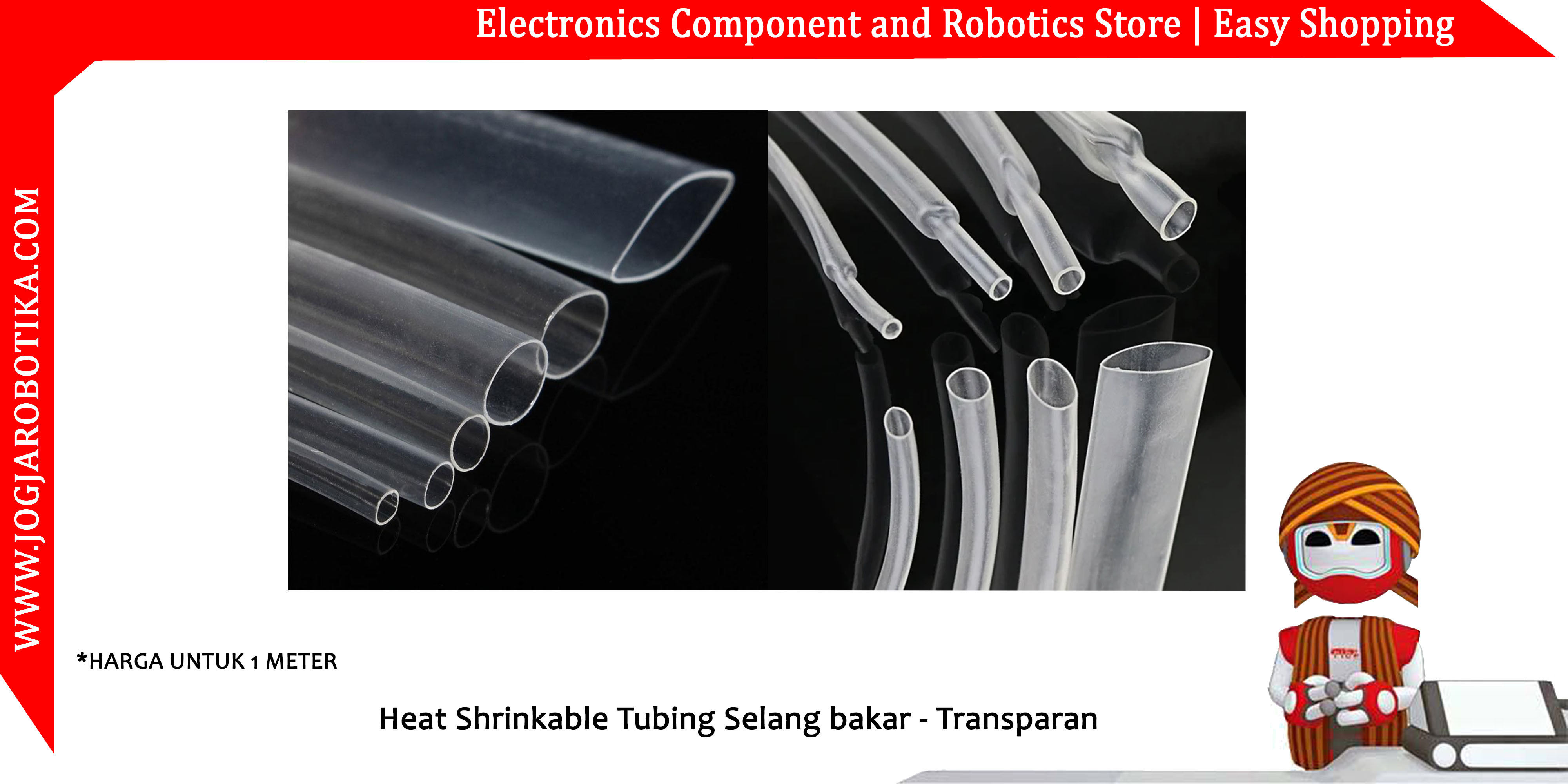5mm Heat Shrinkable Tubing / Selang bakar-Transparan