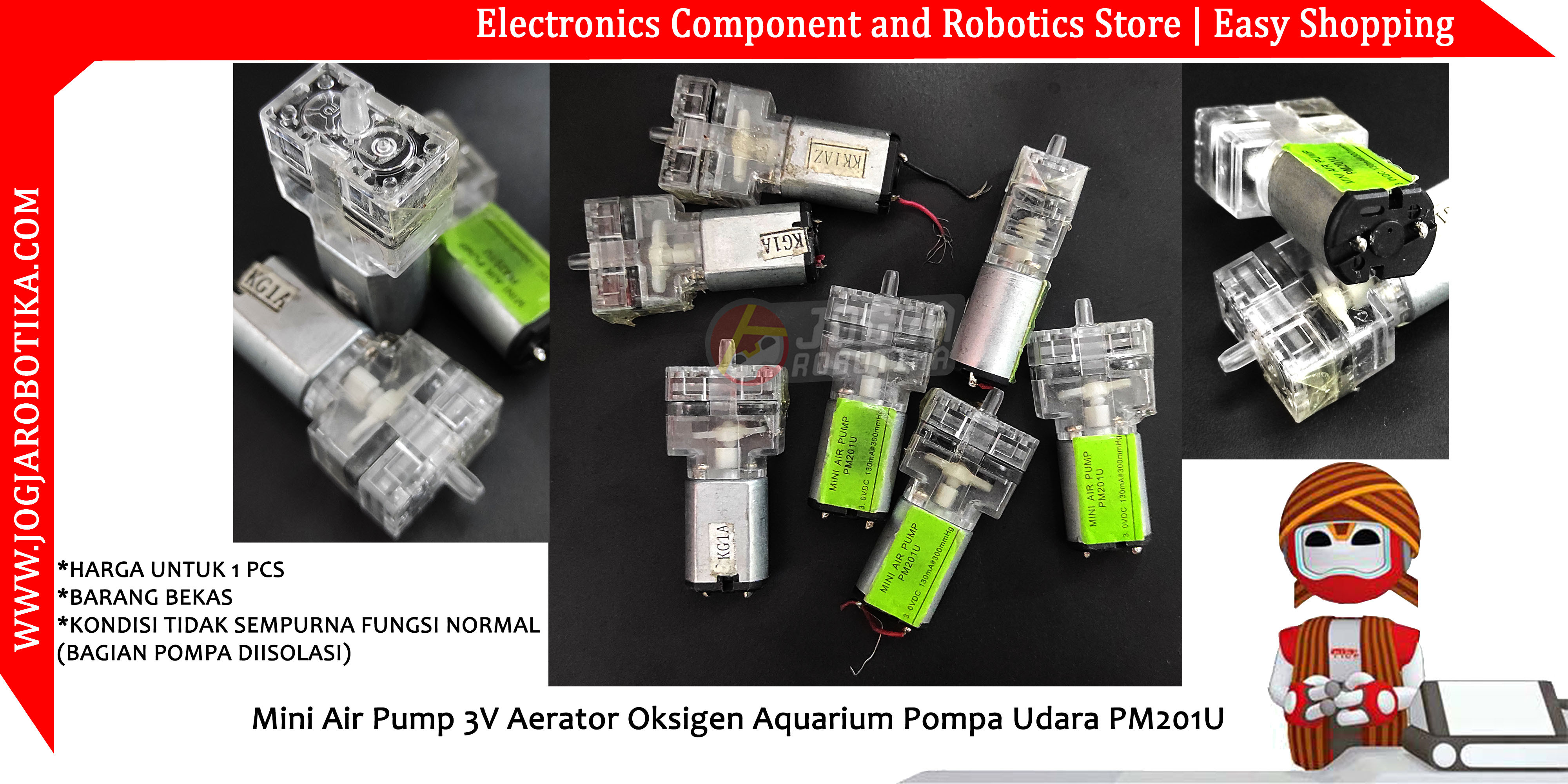 Mini Air Pump 3V Aerator Oksigen Aquarium Pompa Udara PM201U
