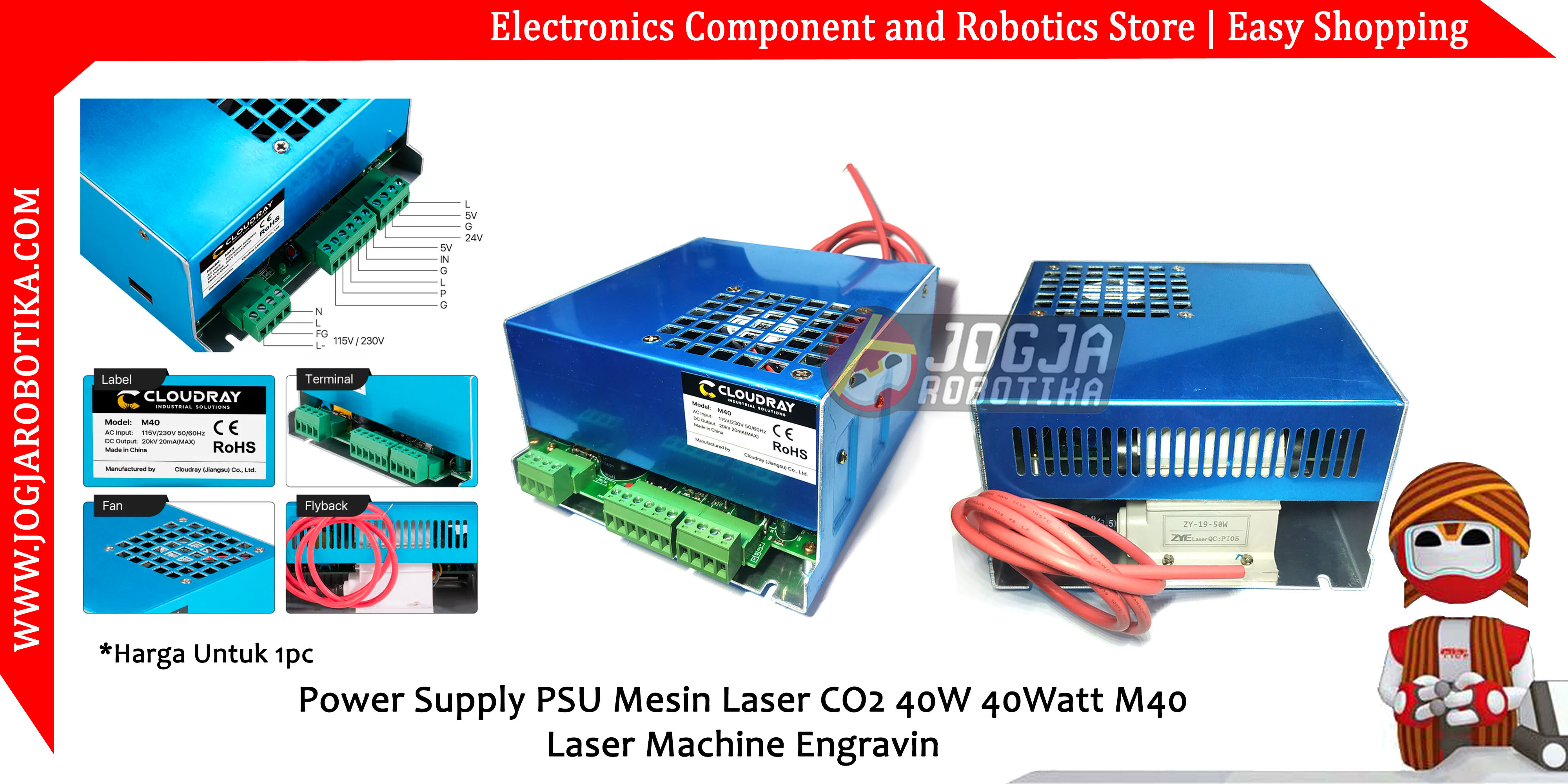 Power Supply PSU Mesin Laser CO2 40W 40Watt M40 Laser Machine Engravin