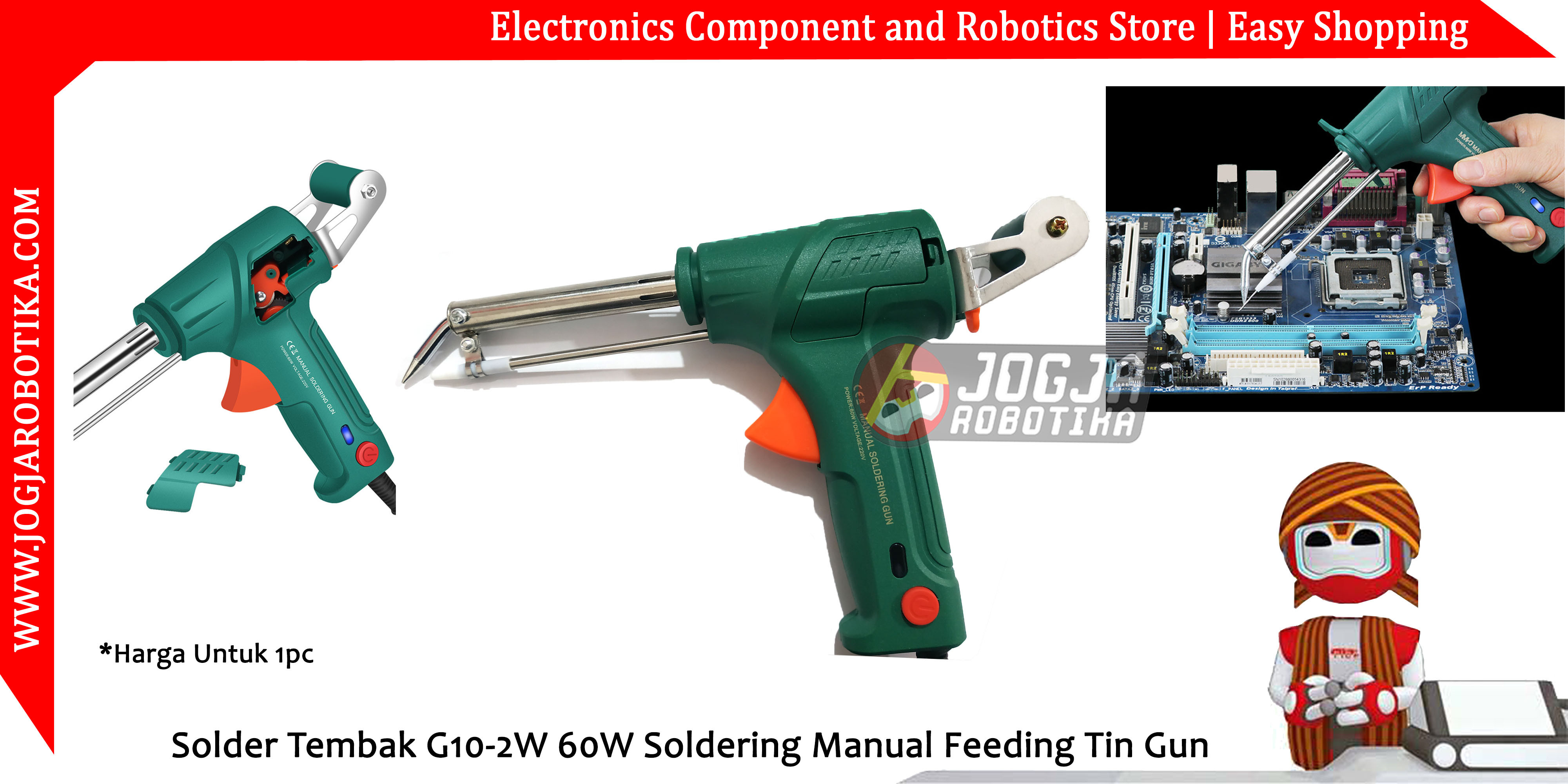 Solder Tembak Otomatis G10-2W GT10-2W 60W Soldering Manual Feeding Tin Gun