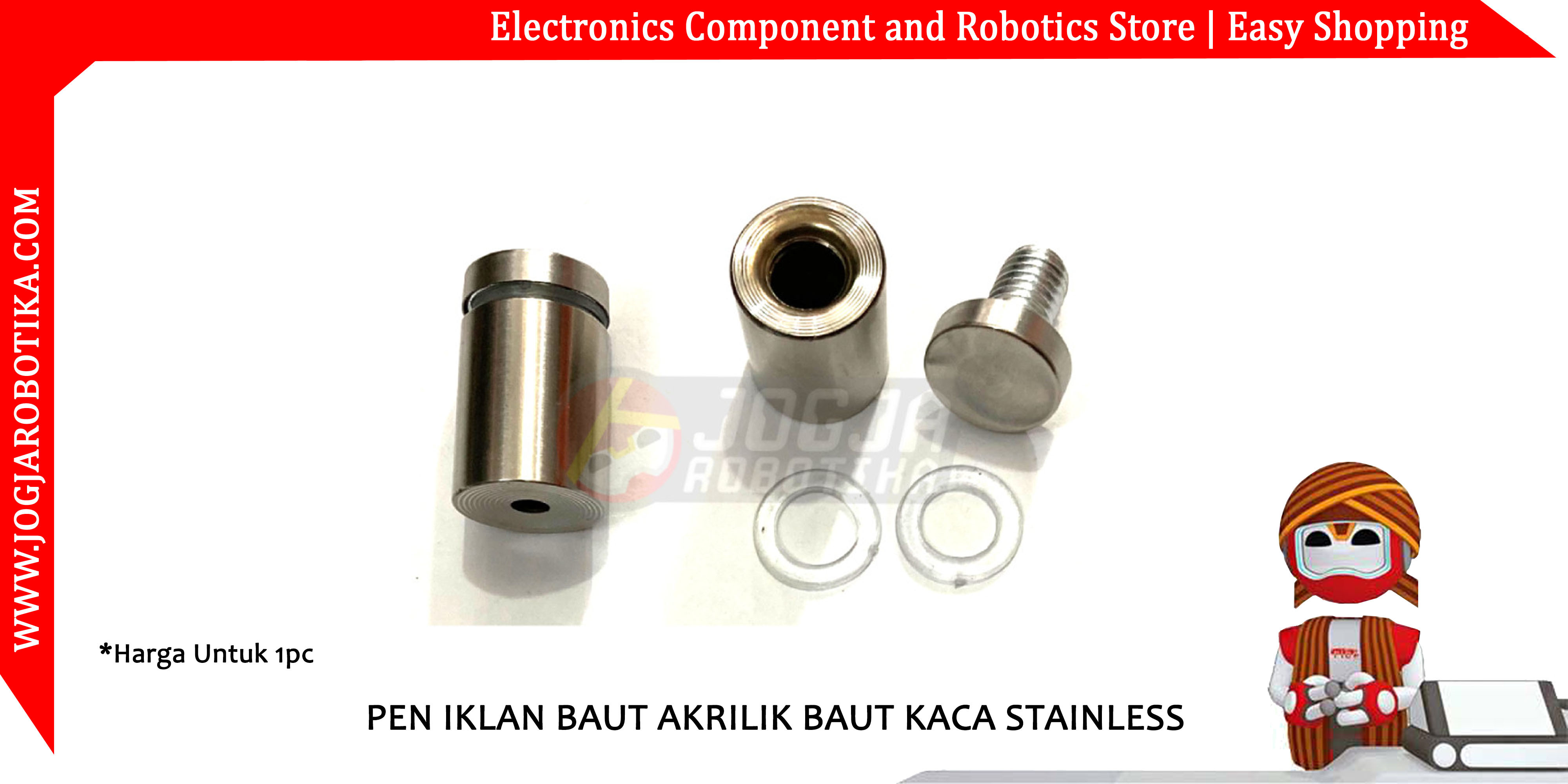 PEN IKLAN BAUT AKRILIK BAUT KACA STAINLESS - (12X25)MM
