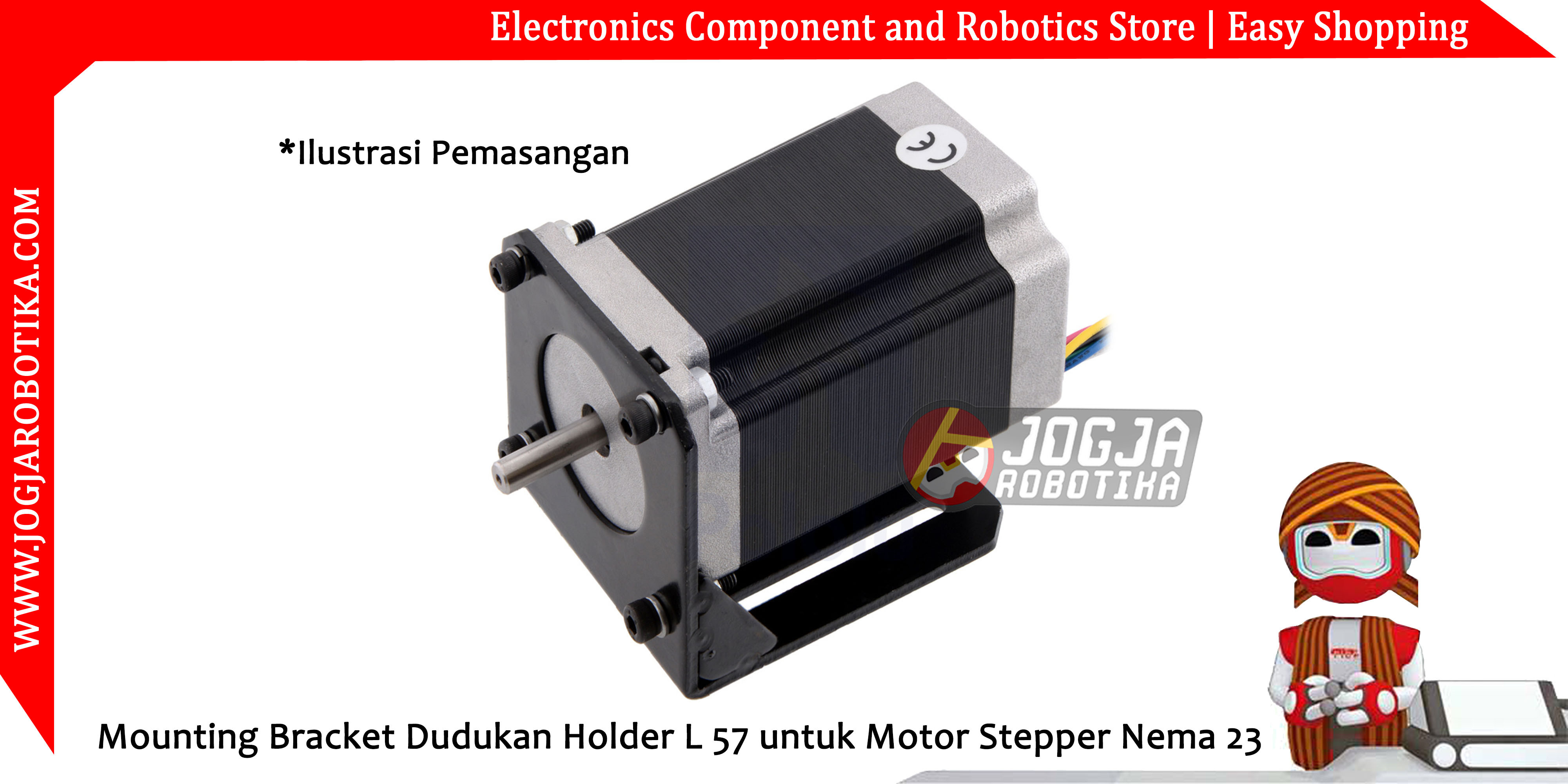 Mounting Bracket Dudukan Holder L 57 untuk Motor Stepper Nema 23