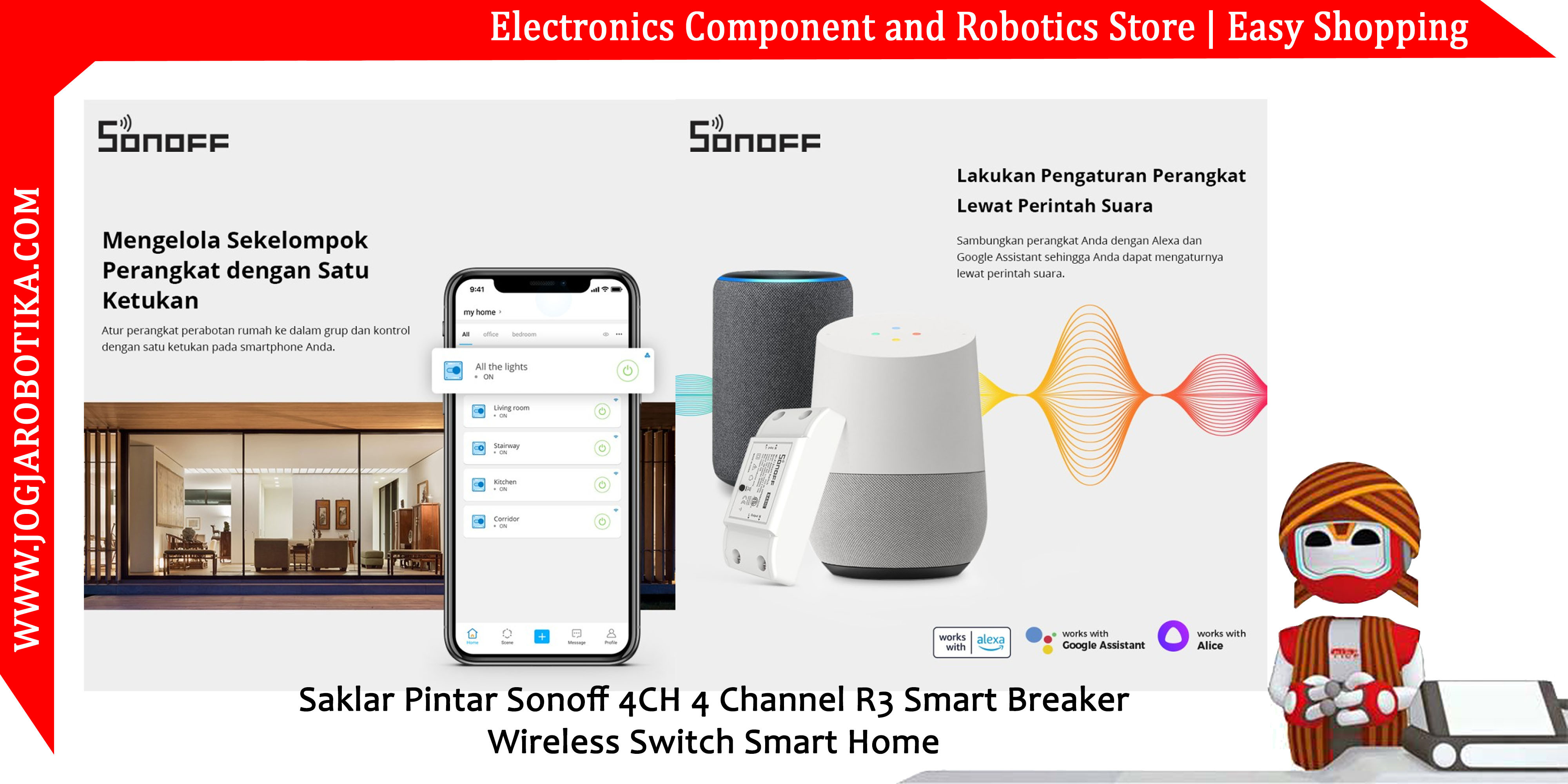 Saklar Pintar Sonoff 4CH 4 Channel R3 Smart Breaker Wireless Switch Smart Home