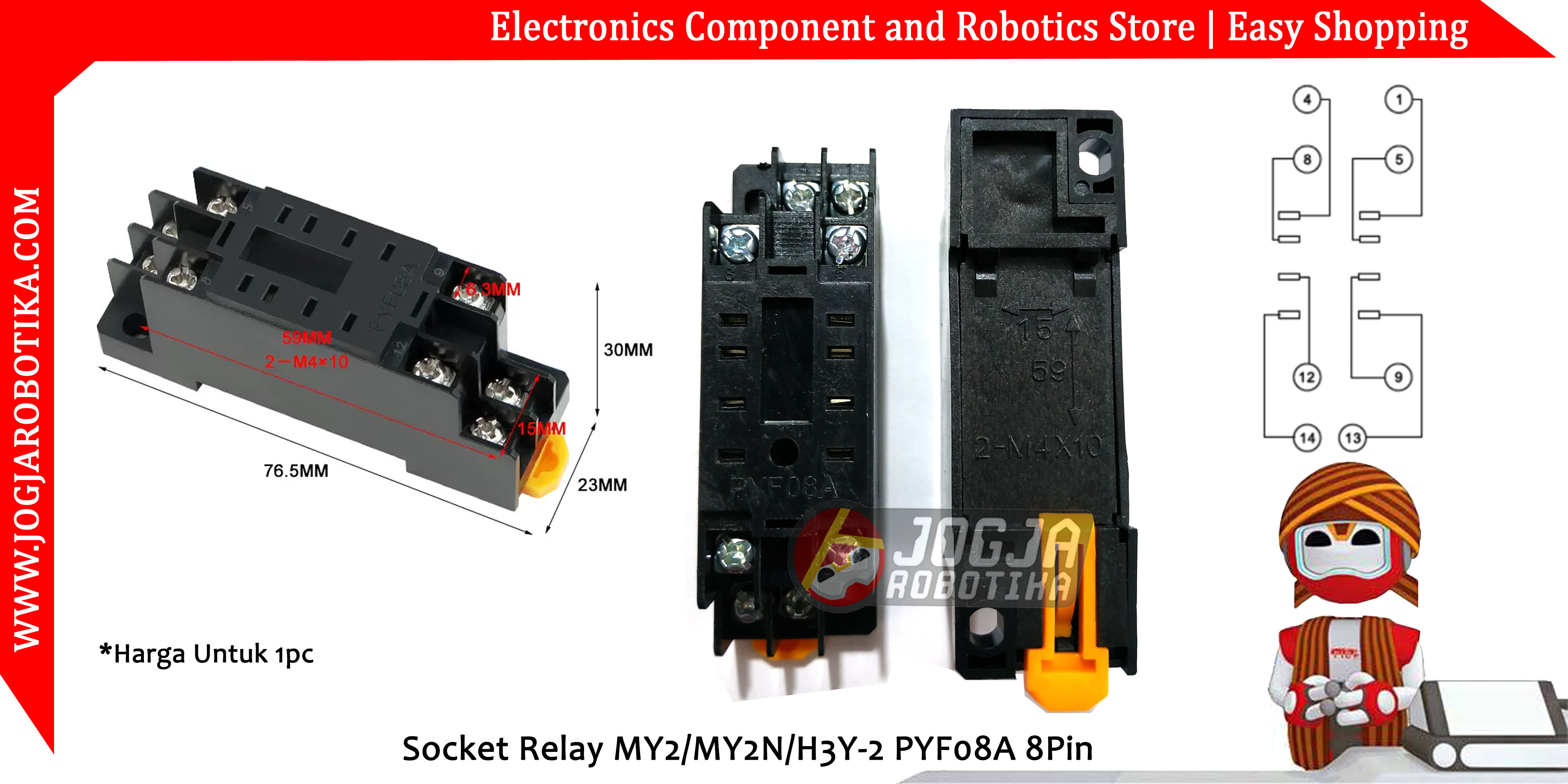 Socket Relay MY2/MY2N/H3Y-2 PYF08A 8Pin 8 Pin