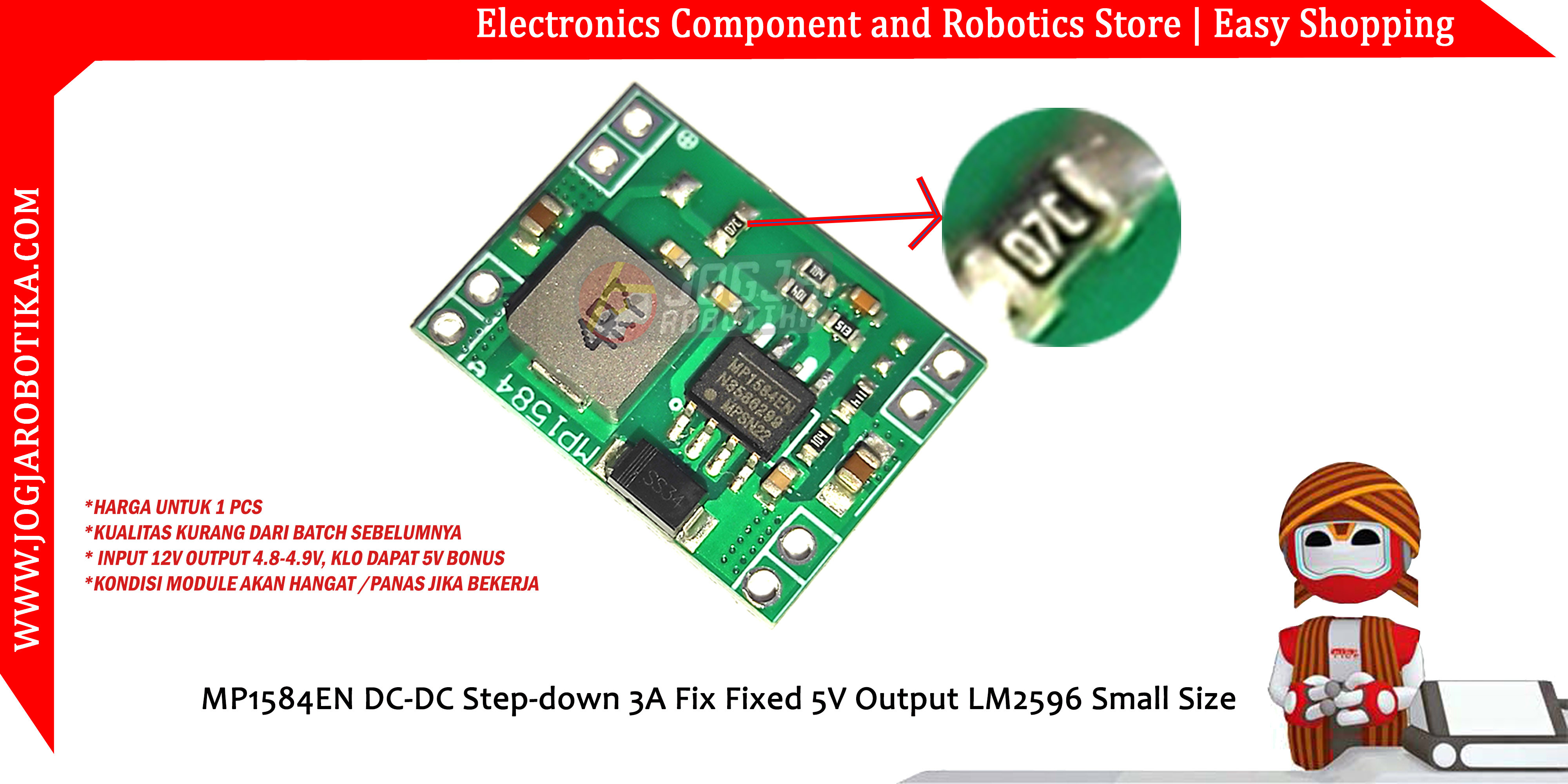 MP1584EN DC-DC Step-down 3A Fix Fixed 5V Output LM2596 Small Size