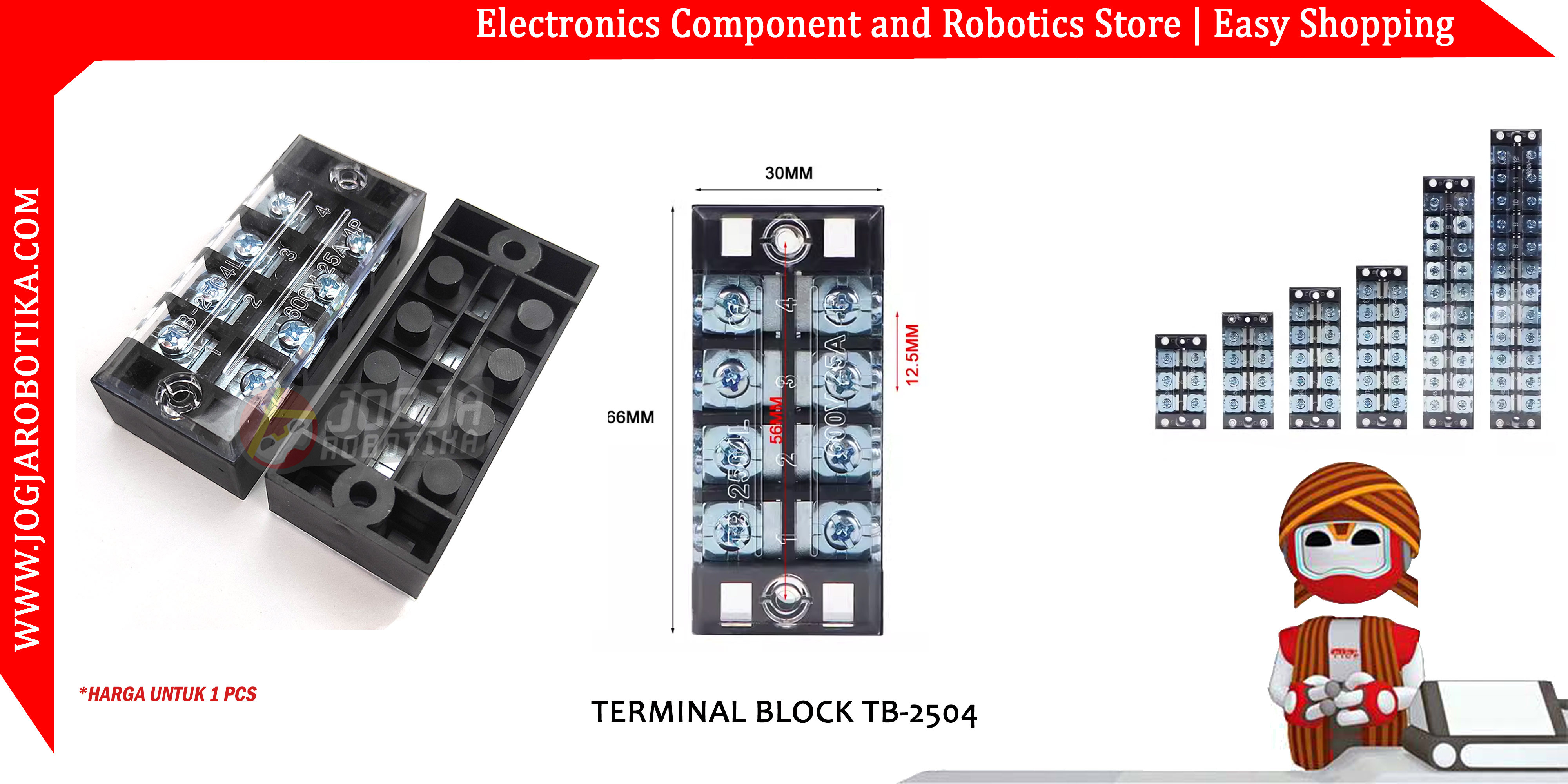 Terminal Block Blok 600V 25A TB-2504