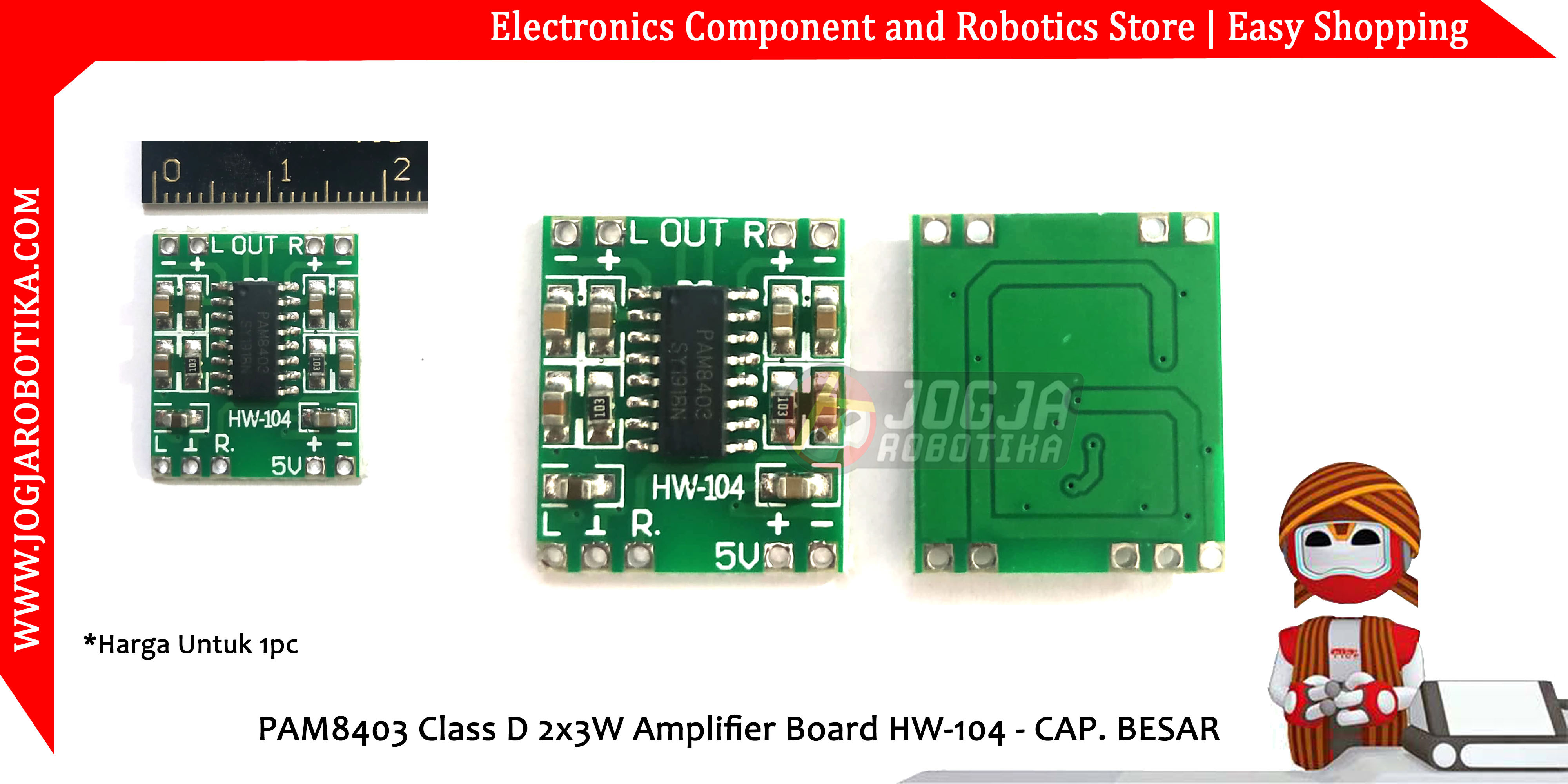PAM8403 Class D 2x3W Amplifier Board HW-104 - CAP. BESAR
