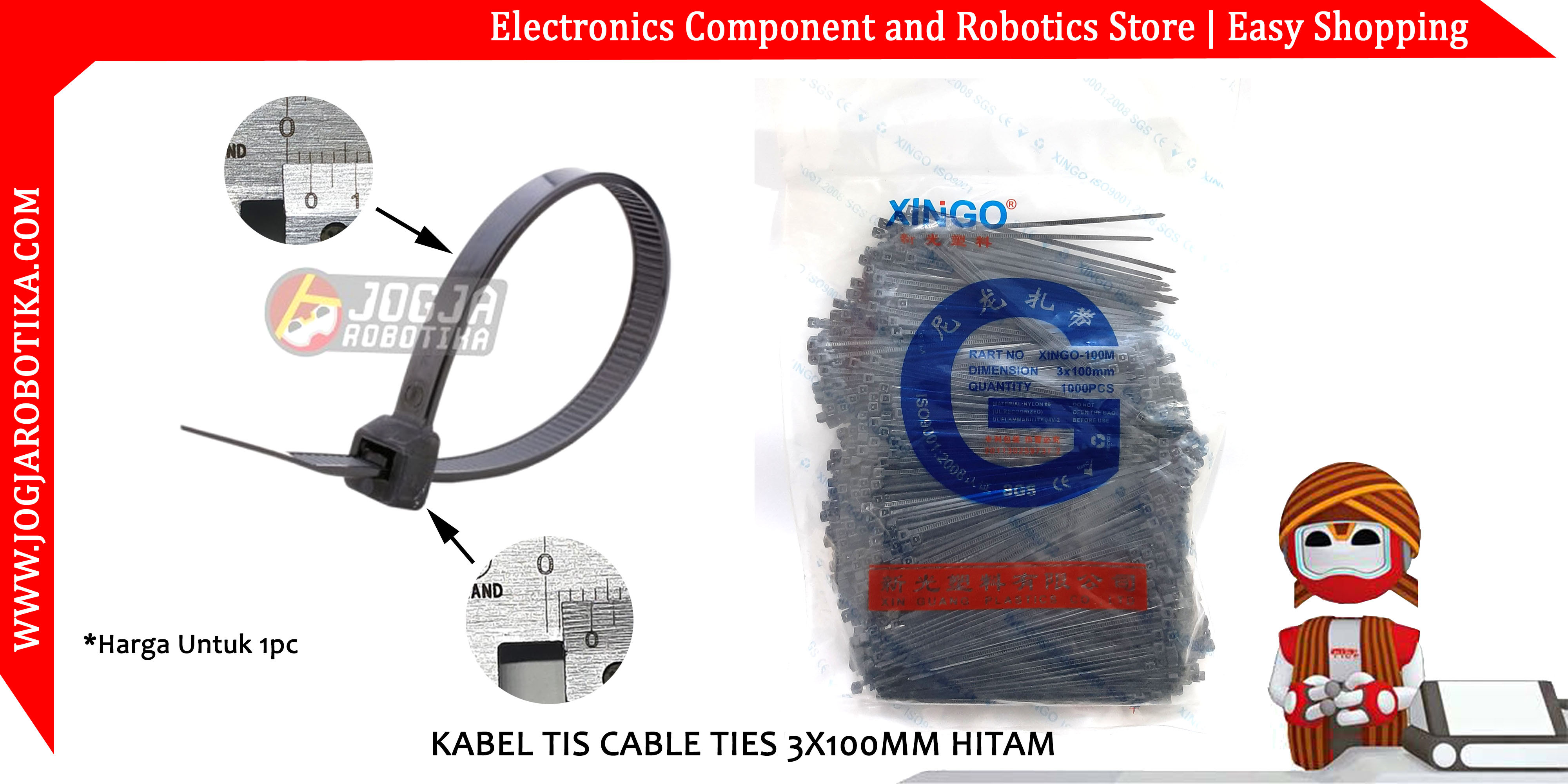 KABEL TIS CABLE TIES 3X100MM HITAM