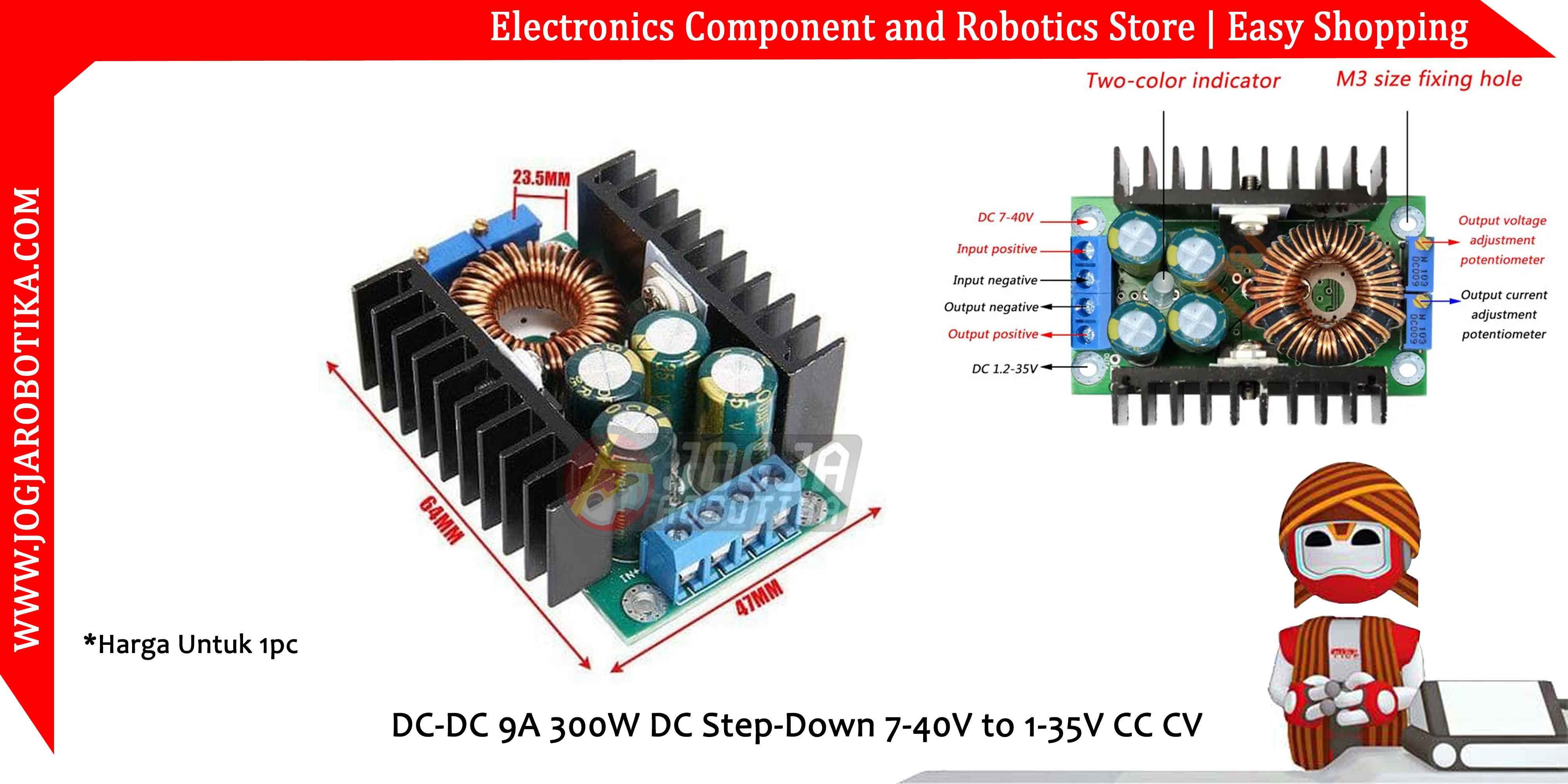DC-DC 9A 300W DC Step-Down 7-40V to 1-35V CC CV