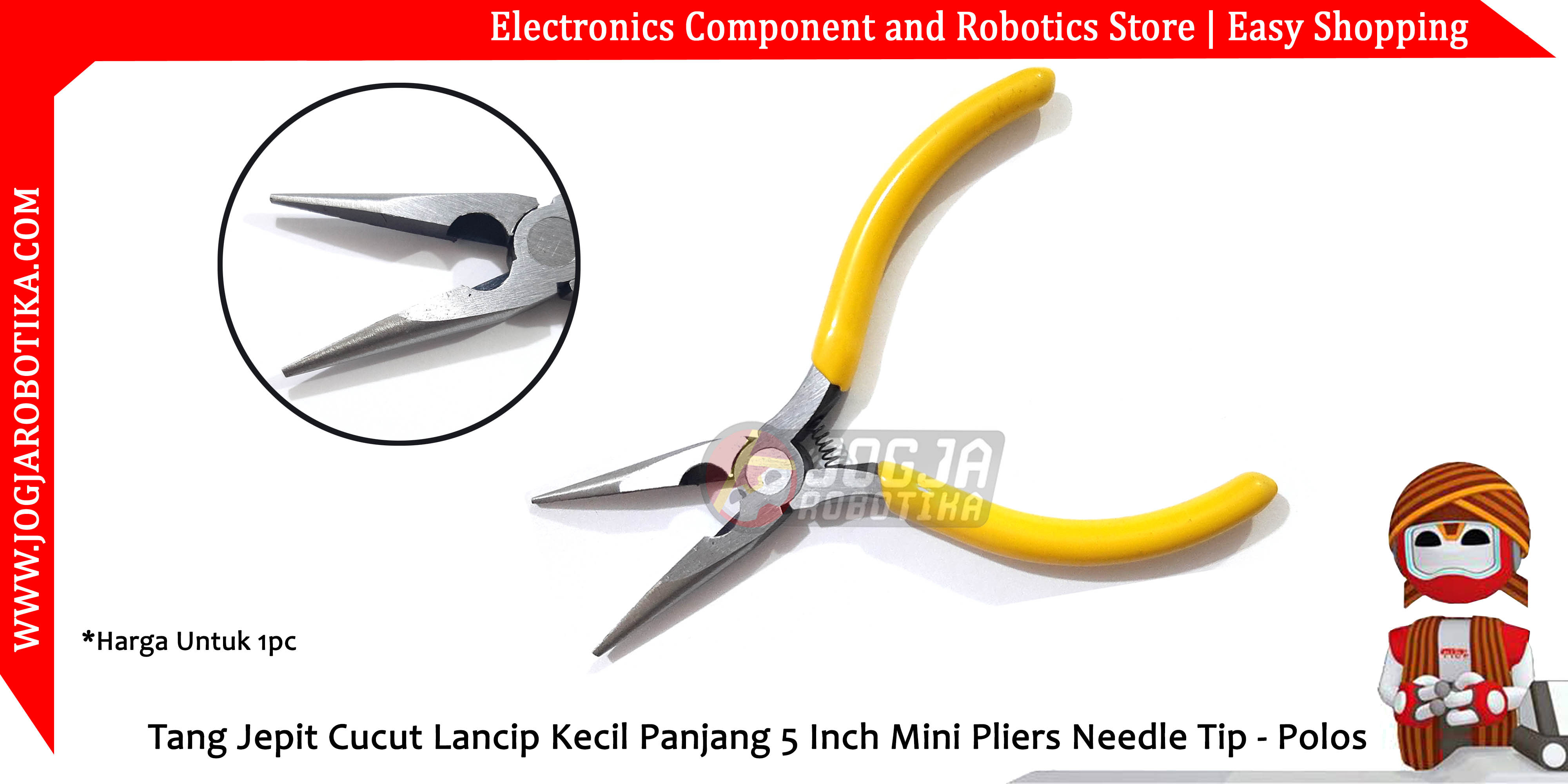Tang Jepit Cucut Lancip Kecil Panjang 5 Inch Mini Pliers Needle Tip - Polos