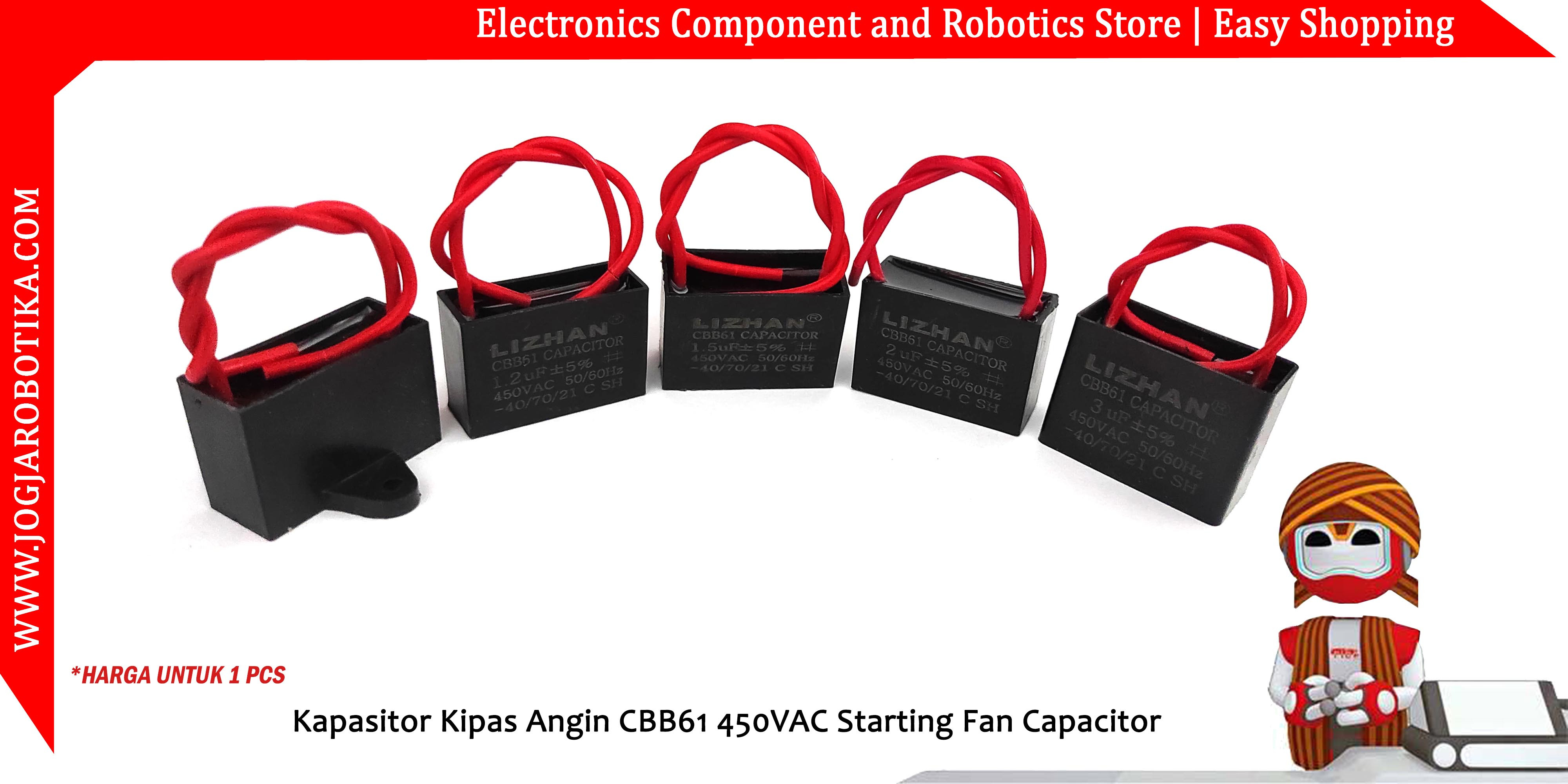 Kapasitor Kipas Angin CBB61 450VAC 3uF Starting Fan Capacitor