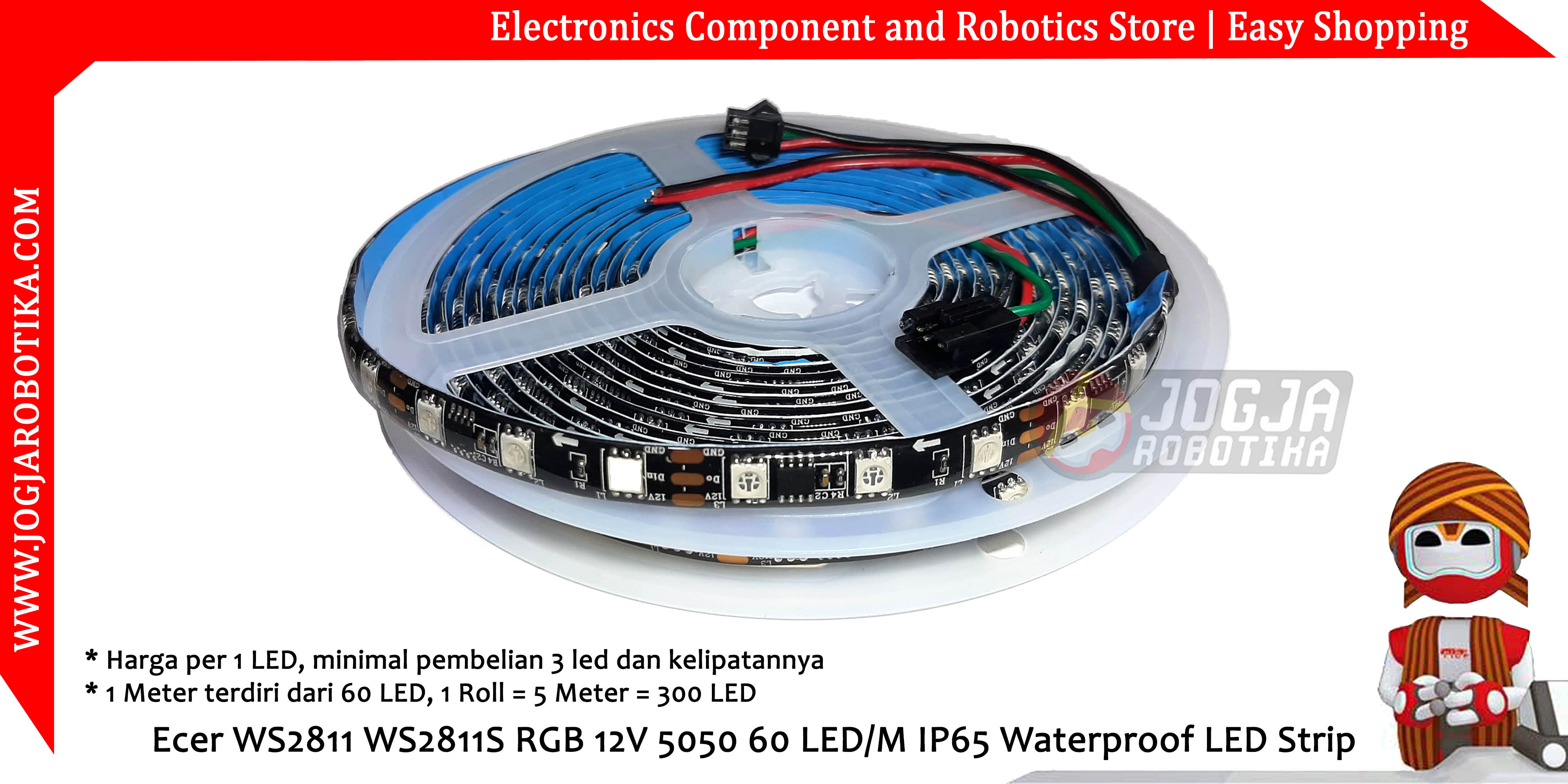 Ecer WS2811 WS2811S RGB 12V 5050 60 LED/M IP65 Waterproof LED Strip