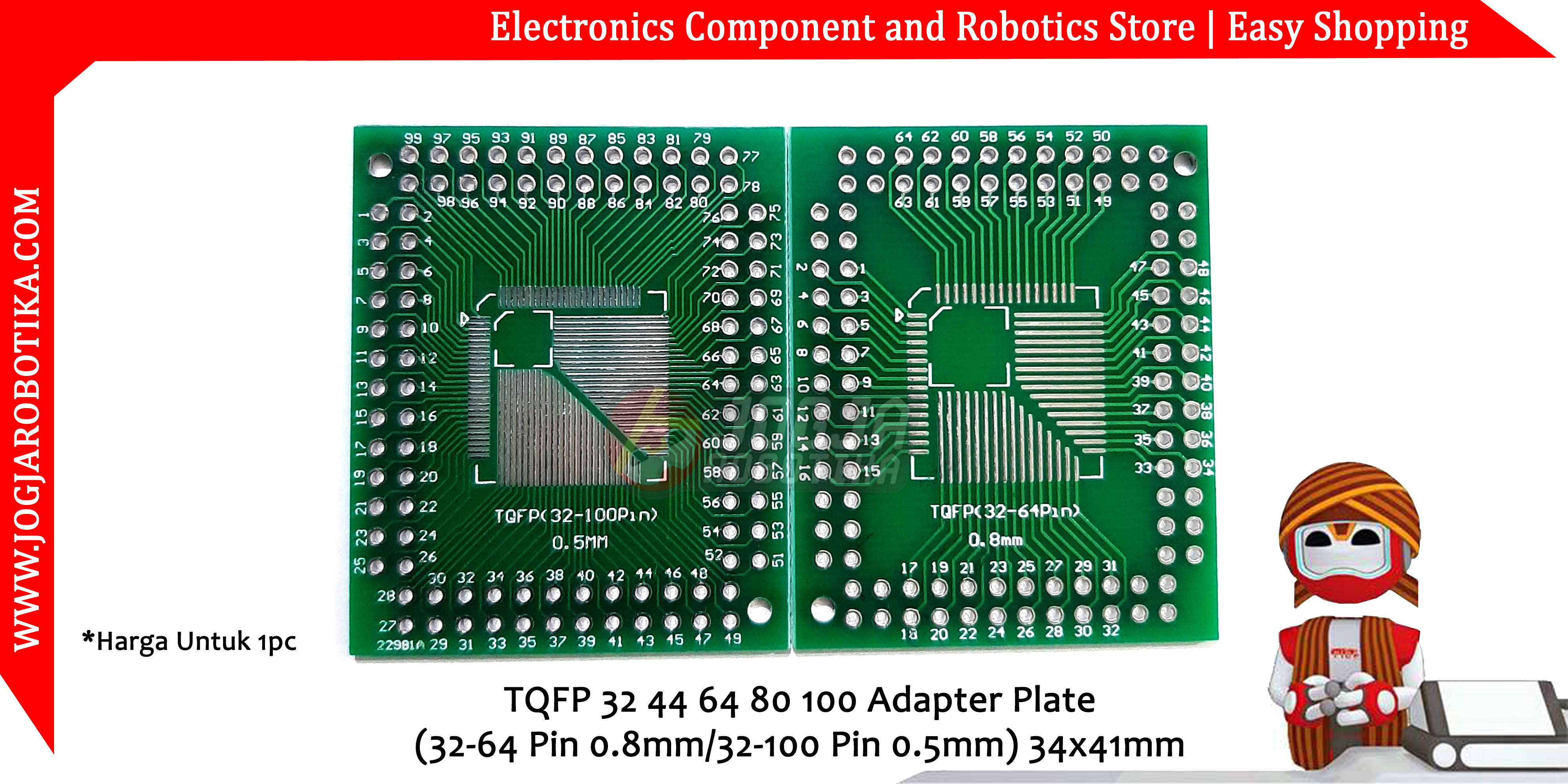 TQFP Adapter Plate (32-64 Pin 0.8mm/32-100 Pin 0.5mm) 34x41mm