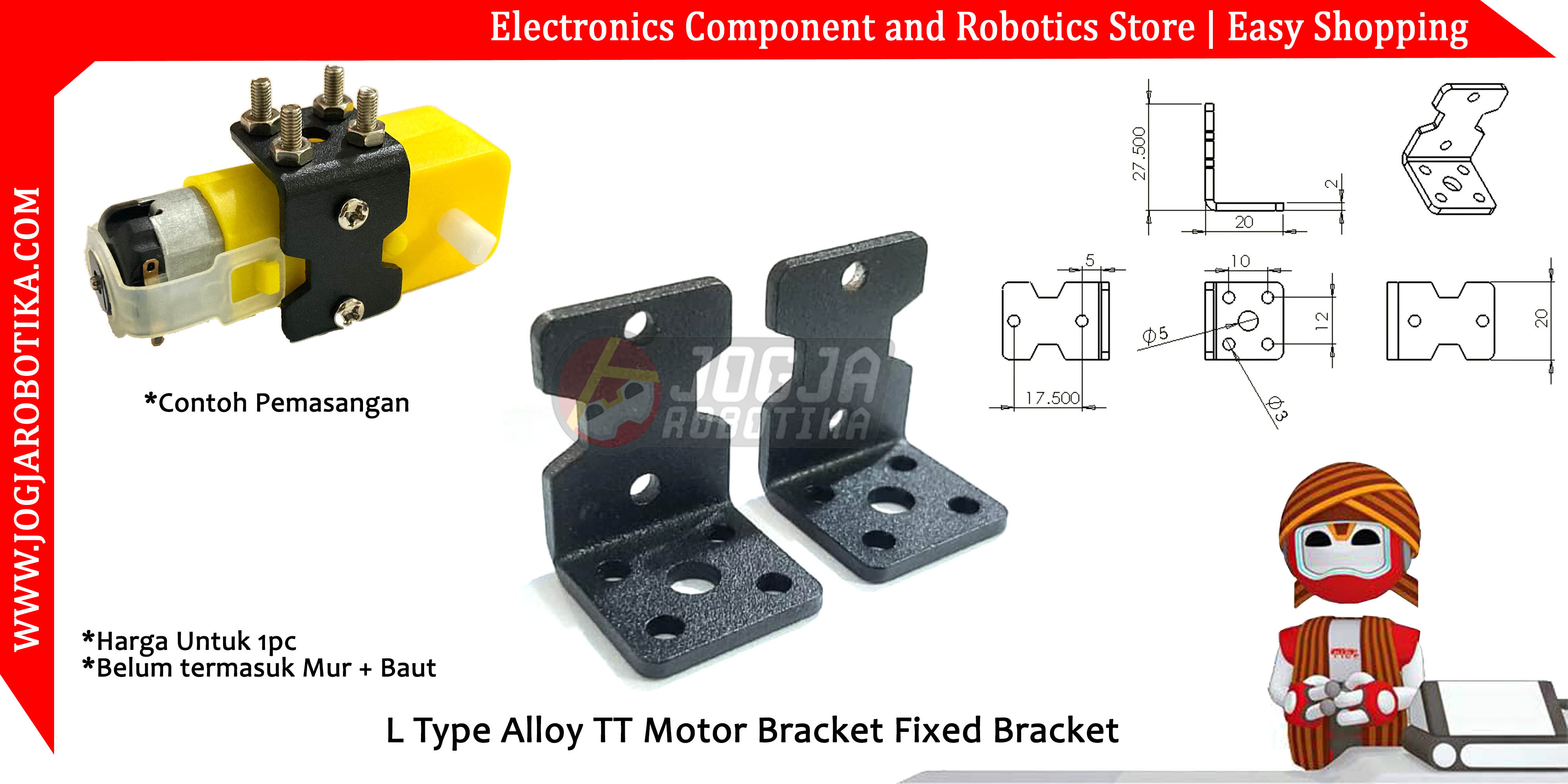 L Type Alloy TT Motor Bracket Fixed Bracket