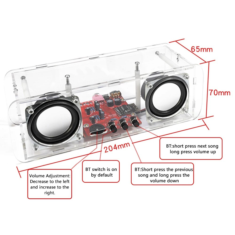 HU-055 DIY Stereo Bluetooth Amplifier Audio Speaker Kit with Case