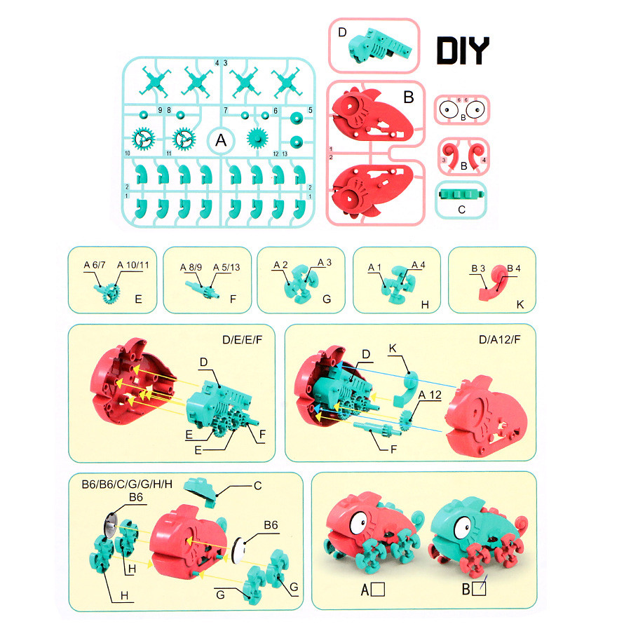 Robot Bunglon Mainan Edukasi Chameleon Robot DIY Assemble Electric Educational Toys