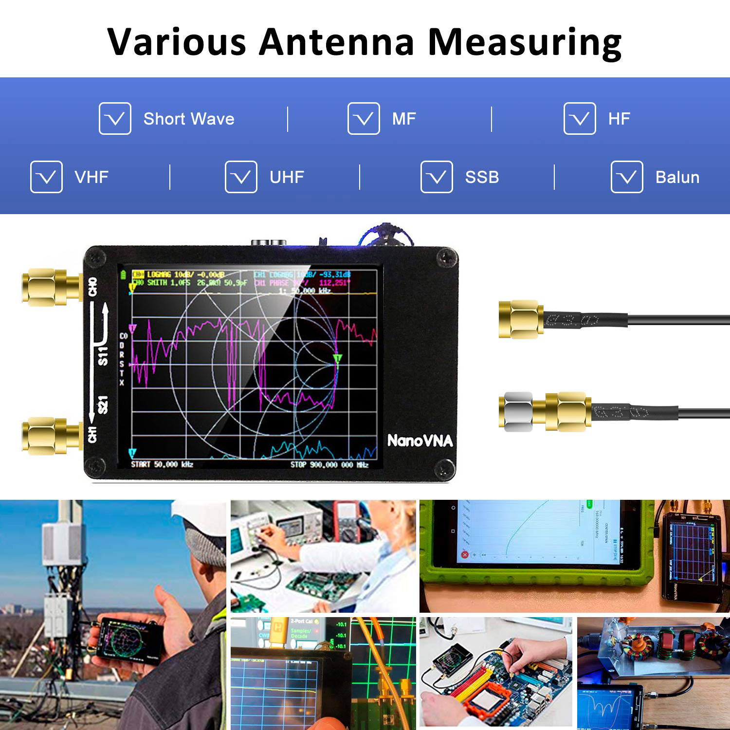 NanoVNA NanoVNA-H Antenna Vector Network Analyzer MF HF VHF UHF