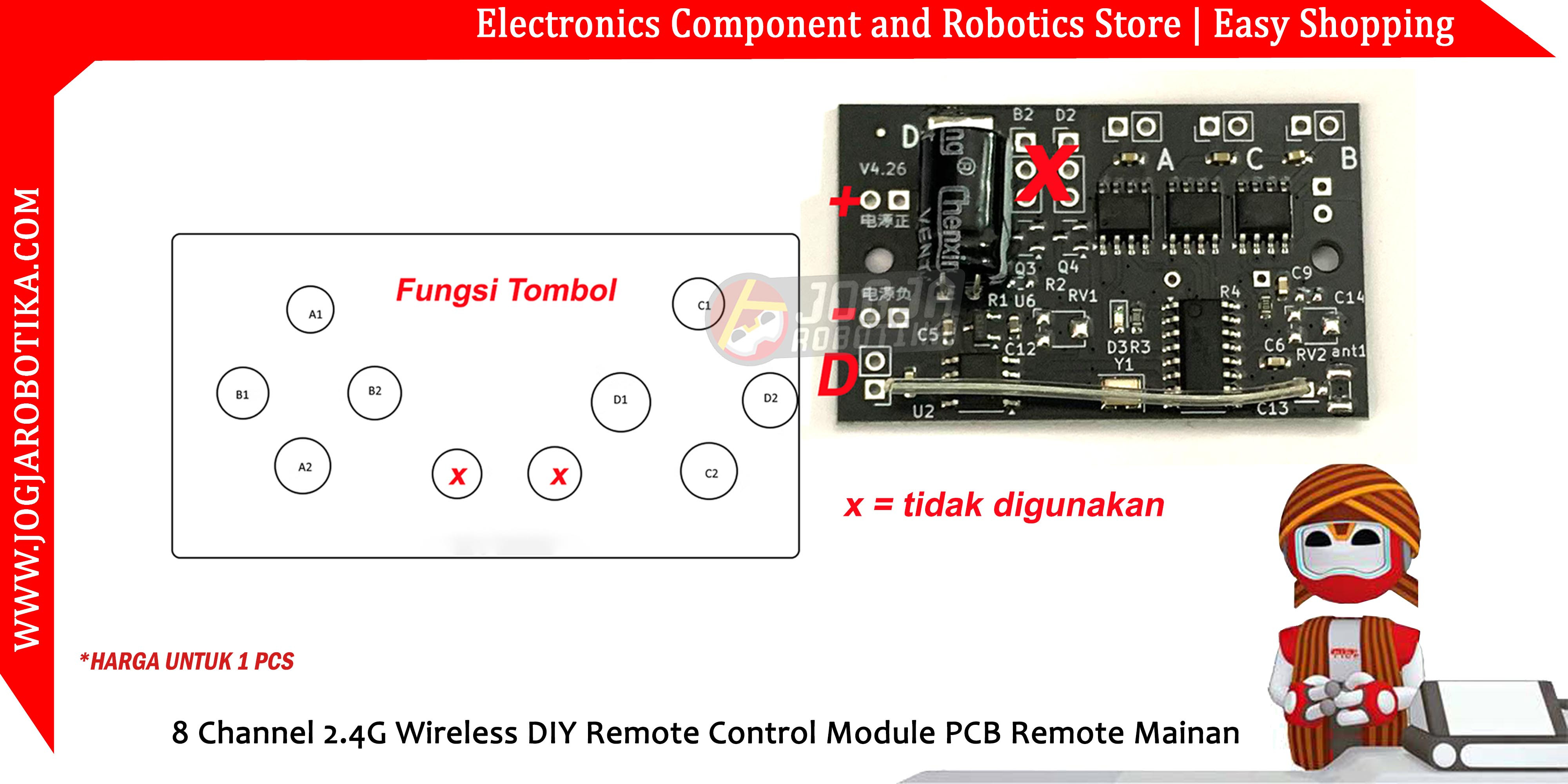 8 Channel 2.4G Wireless DIY Remote Control Module PCB Remote Mainan