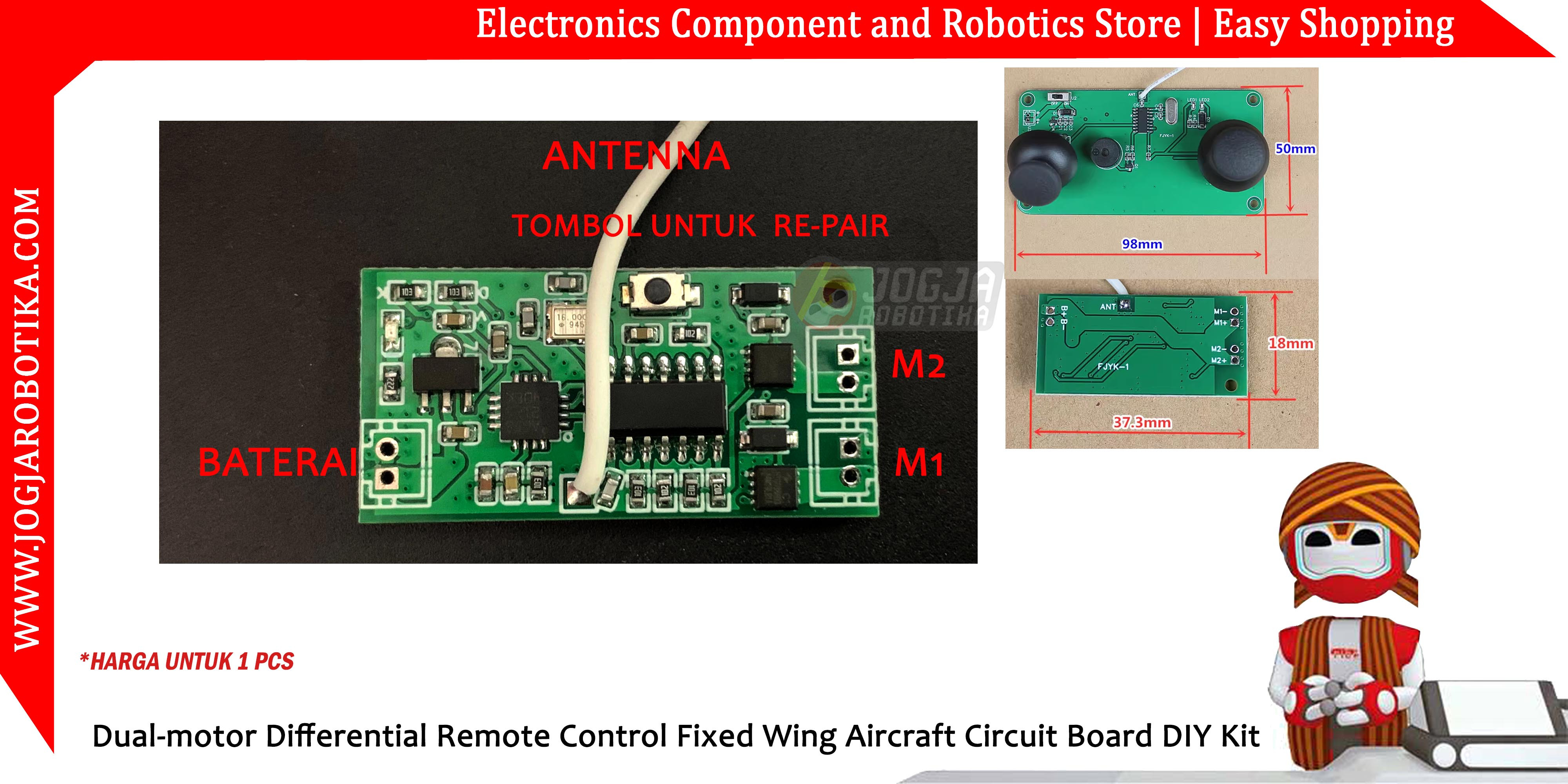 Dual-motor Differential Remote Control Fixed Wing Aircraft Circuit Board DIY Kit