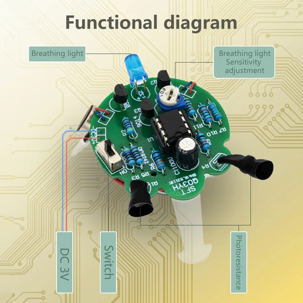 LED Breathing Light Soldering DIY Kit Simulated Firefly Flashing Robot Toy Photosensitive Sensor Mobile Robot Part Electronic