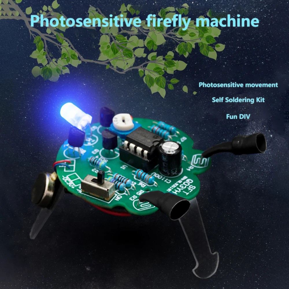 LED Breathing Light Soldering DIY Kit Simulated Firefly Flashing Robot Toy Photosensitive Sensor Mobile Robot Part Electronic