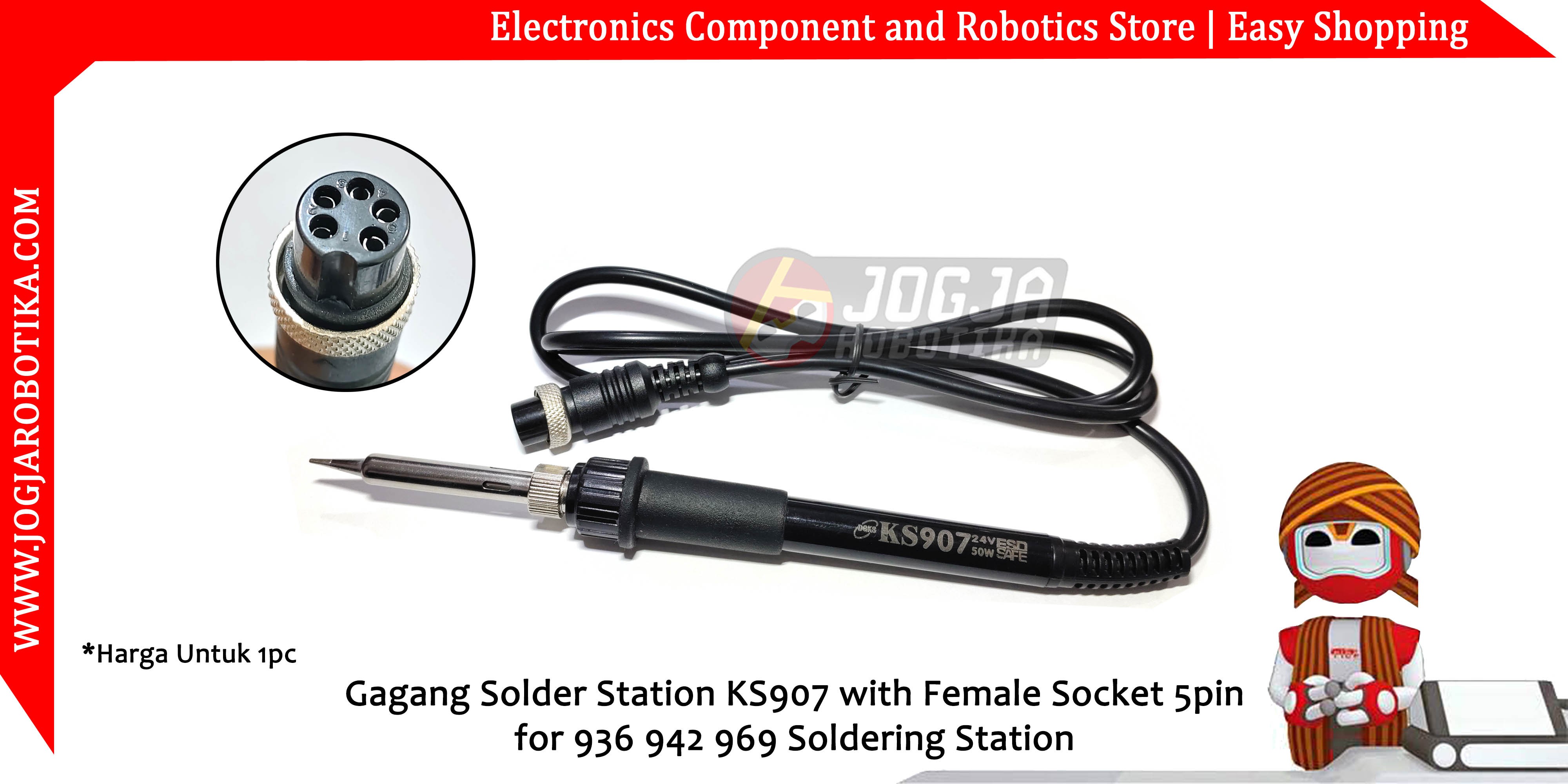 Gagang Solder Station KS907 with Female Socket 5pin for 936 942 969 Soldering Station
