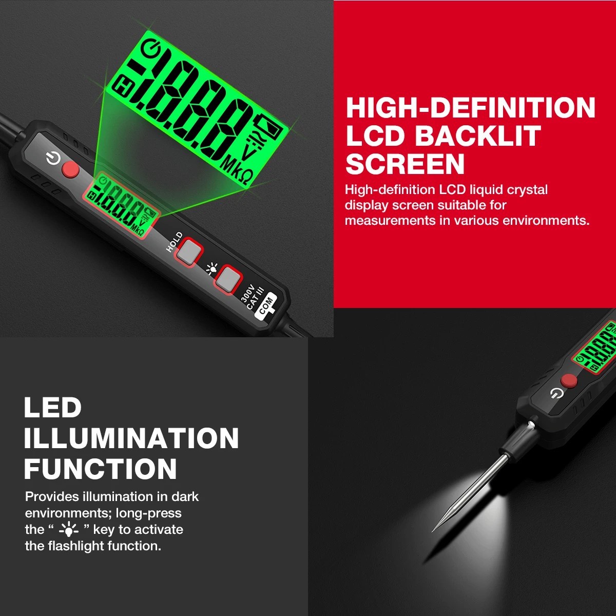 Habotest HT86A Tespen DC Voltmeter Resistance Meter Digital Tester Untuk Mobil Motor Test Pen Cable Tester