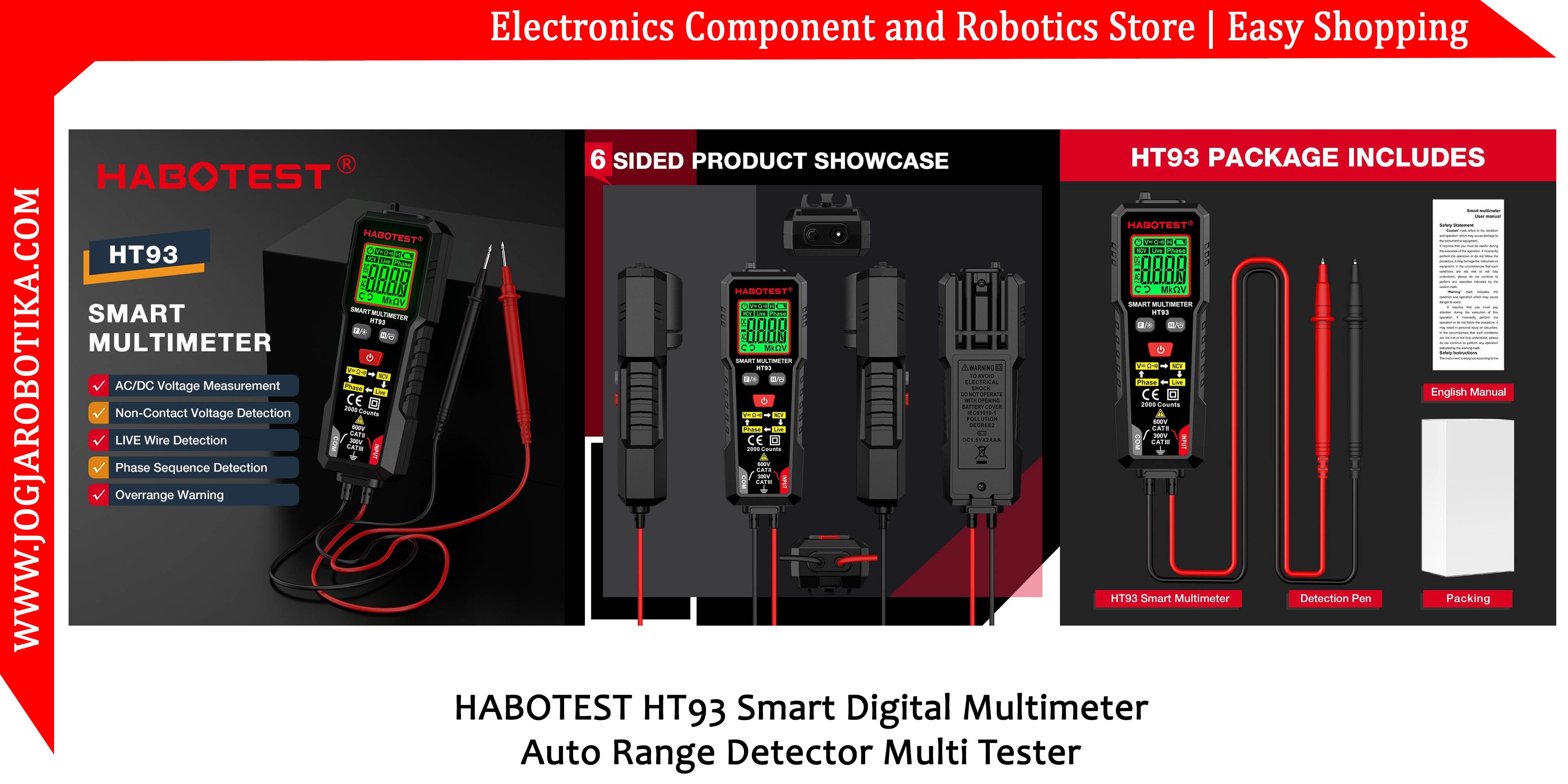 HABOTEST HT93 Smart Digital Multimeter Auto Range Detector Multi Tester