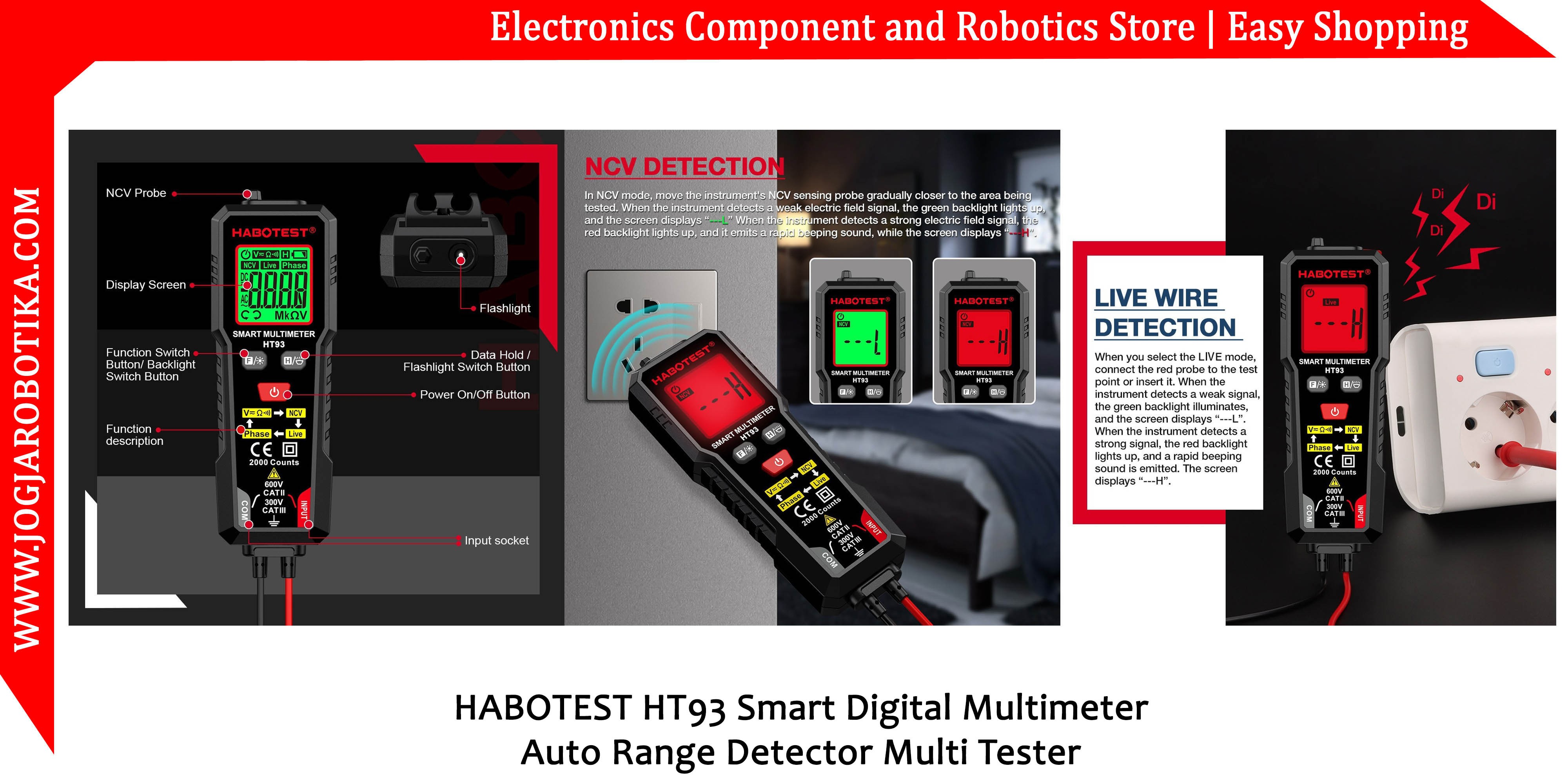 HABOTEST HT93 Smart Digital Multimeter Auto Range Detector Multi Tester