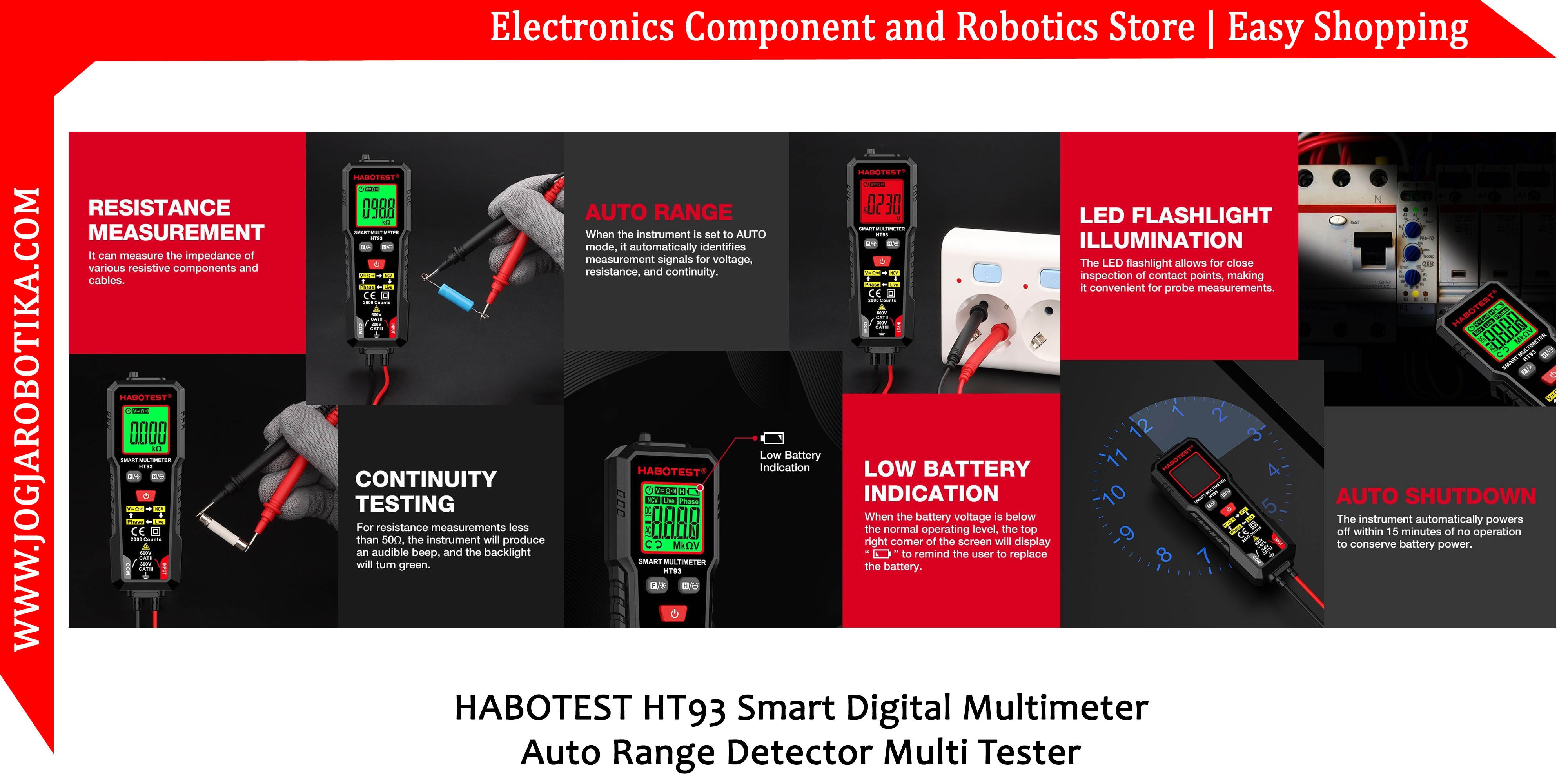 HABOTEST HT93 Smart Digital Multimeter Auto Range Detector Multi Tester