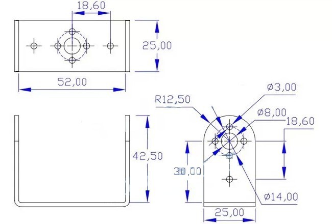 Short U-Shaped Bracket Robot PTZ Steering Gear