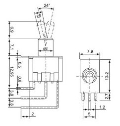 MTS-102C4 SPDT On-On Toggle Switch 3pin
