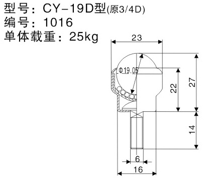 CY-19D Ball Caster with M6 Screw-Nylon