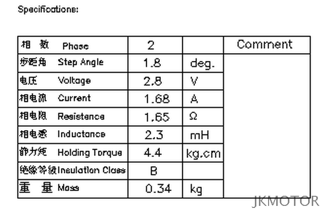 1.8° 48mm NEMA 17 2 Phase Hybird Stepper Motor JK42HS48-1684B Double Shaft