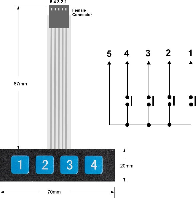 1x4 Matix Keypad Membran