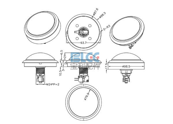 Tombol Acara Kuis Round Convex Illuminated Push Button With LED 100mm-Green