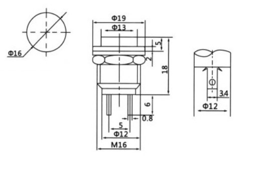 PUSH BUTTON DS-212 3A 125V-Red