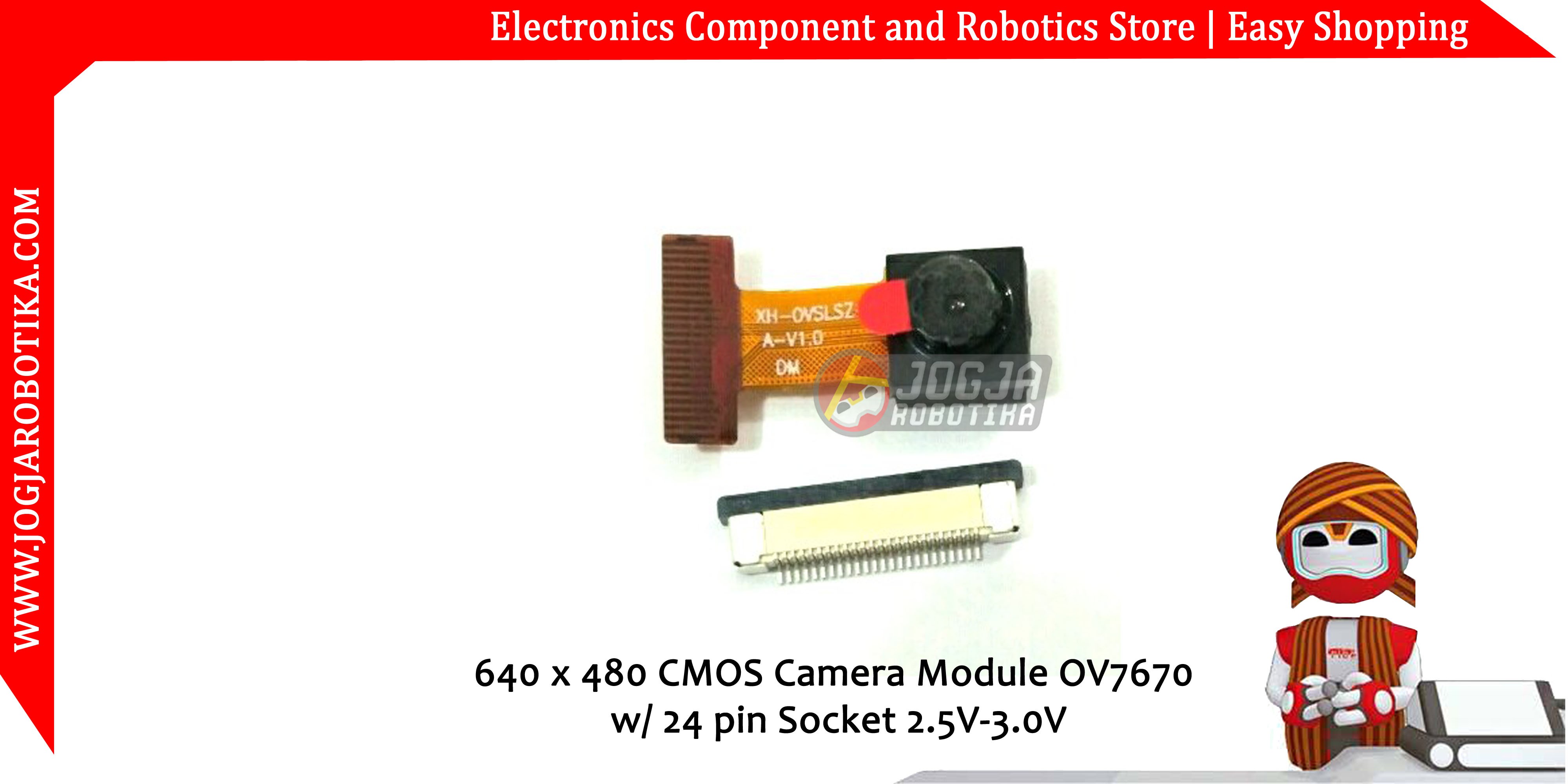 640 X 480 CMOS Camera Module OV7670 24 Pin Socket 2.5V-3.0V 0.3 Mega Pixel Lens
