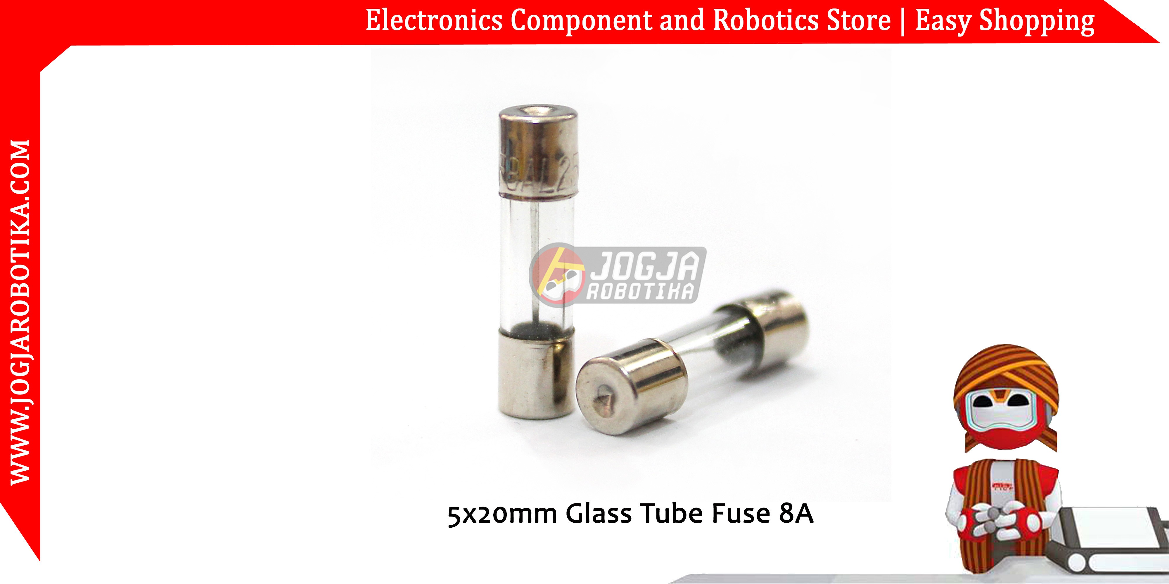 5x20mm Glass Tube Fuse 8A 250V