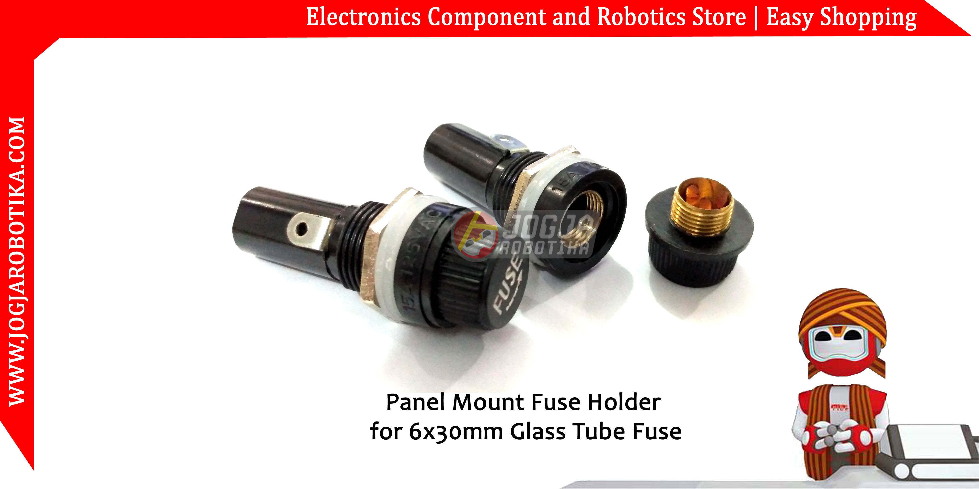 Panel Mount Fuse Holder for 6x30mm Glass Tube Fuse