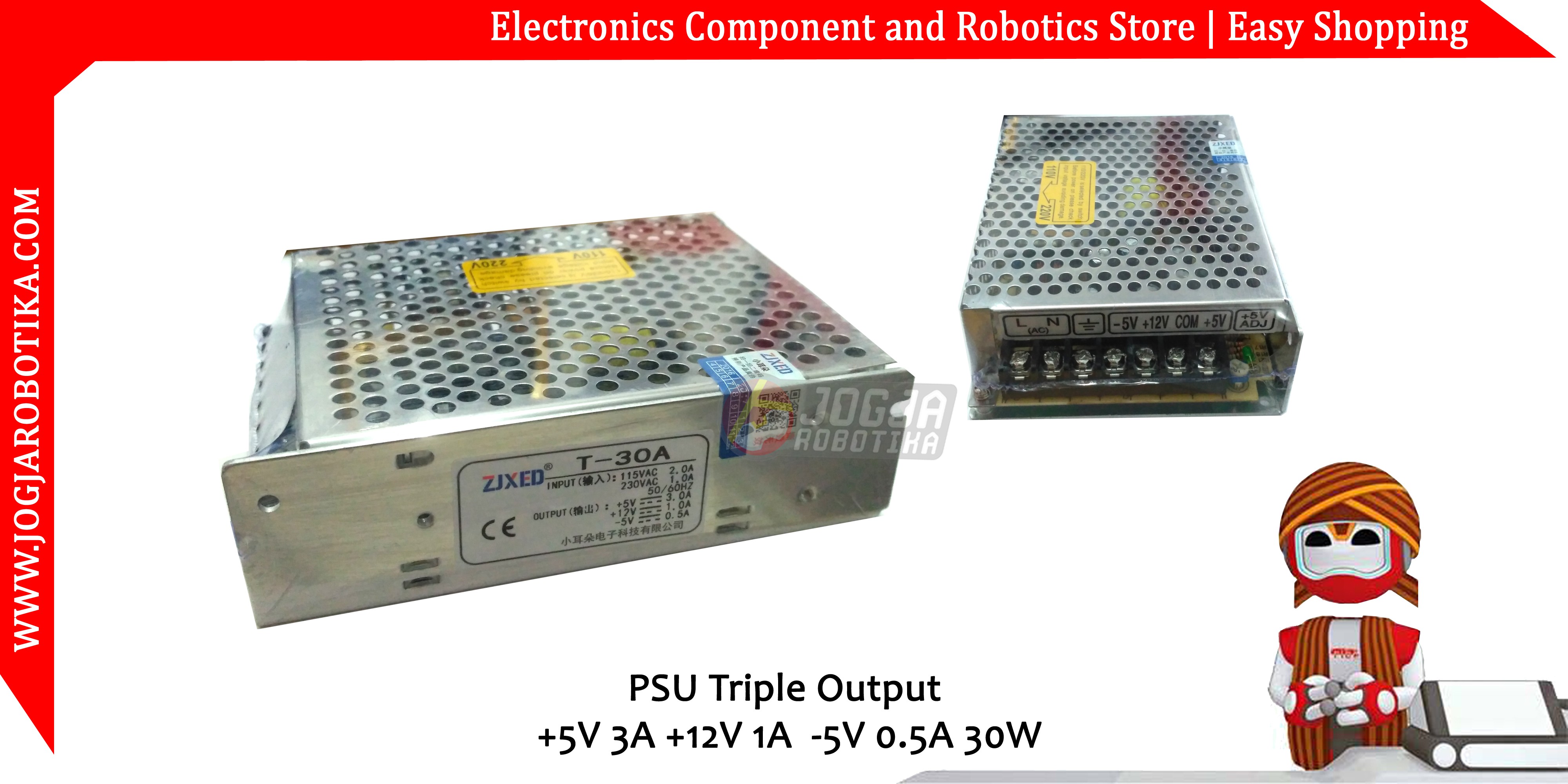 PSU Triple Output +5V 3A +12V 1A  -5V 0.5A 30W
