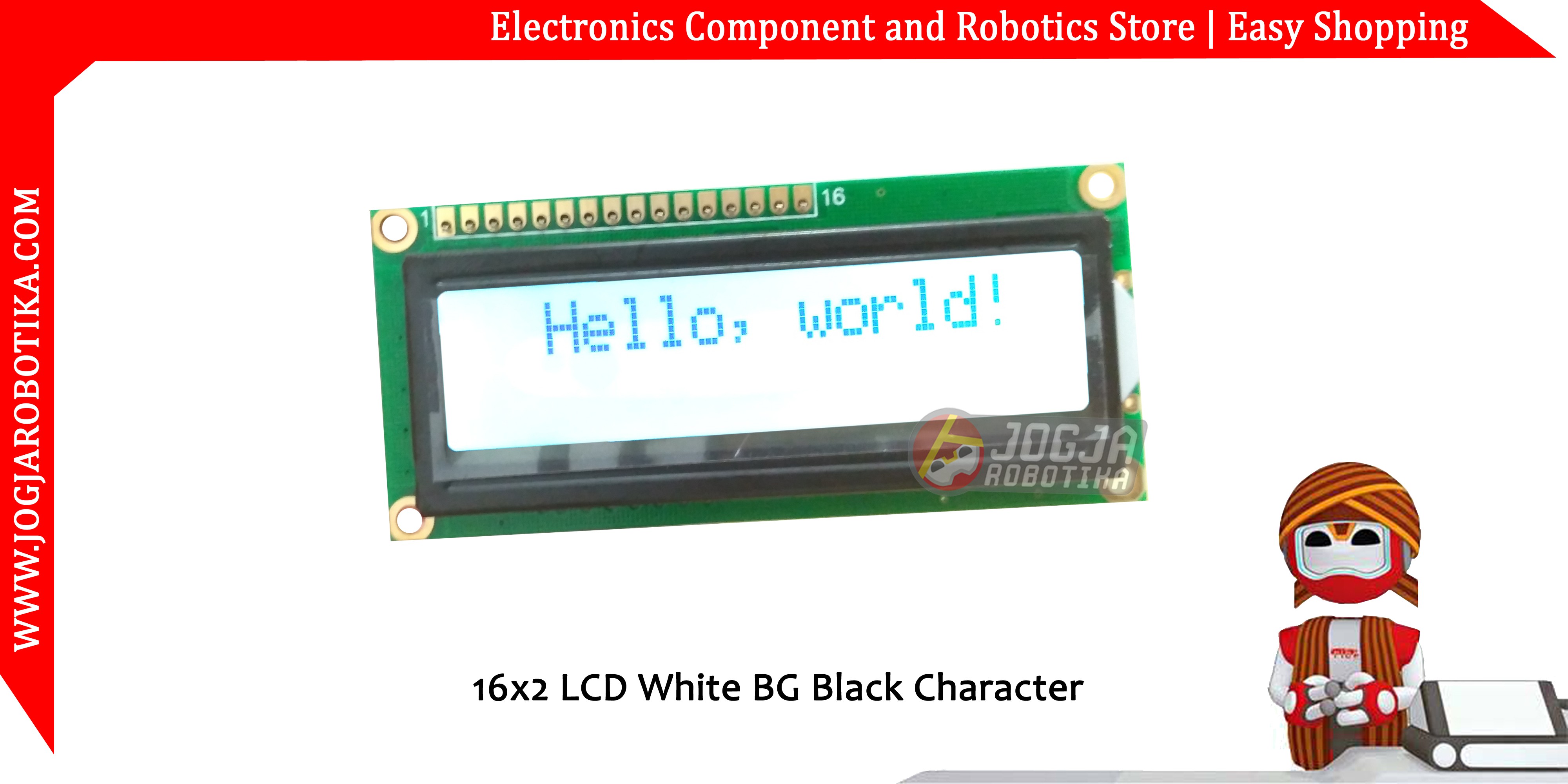 16x2 LCD White BG Black Character