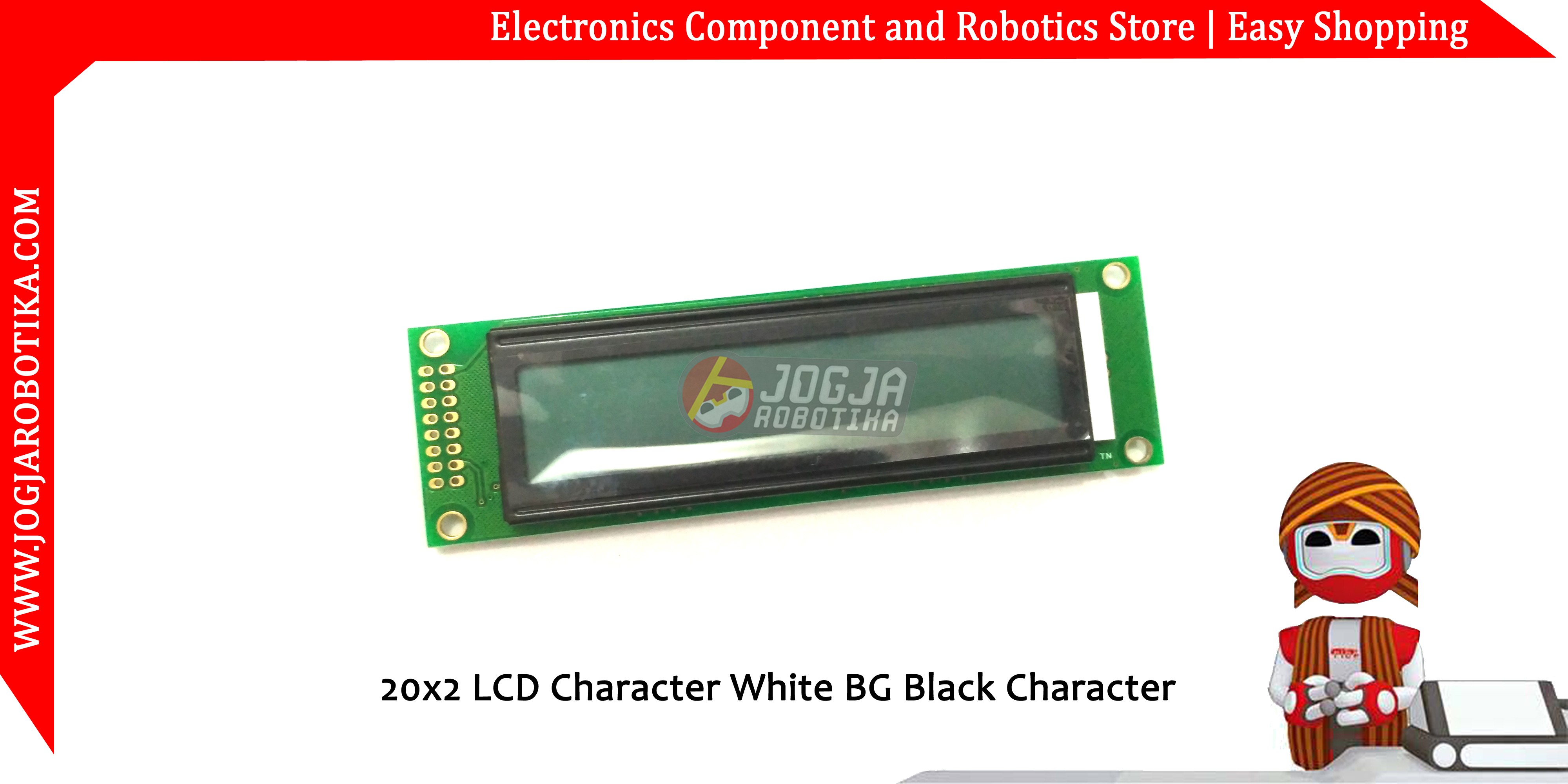 20x2 LCD Character White BG Black Character