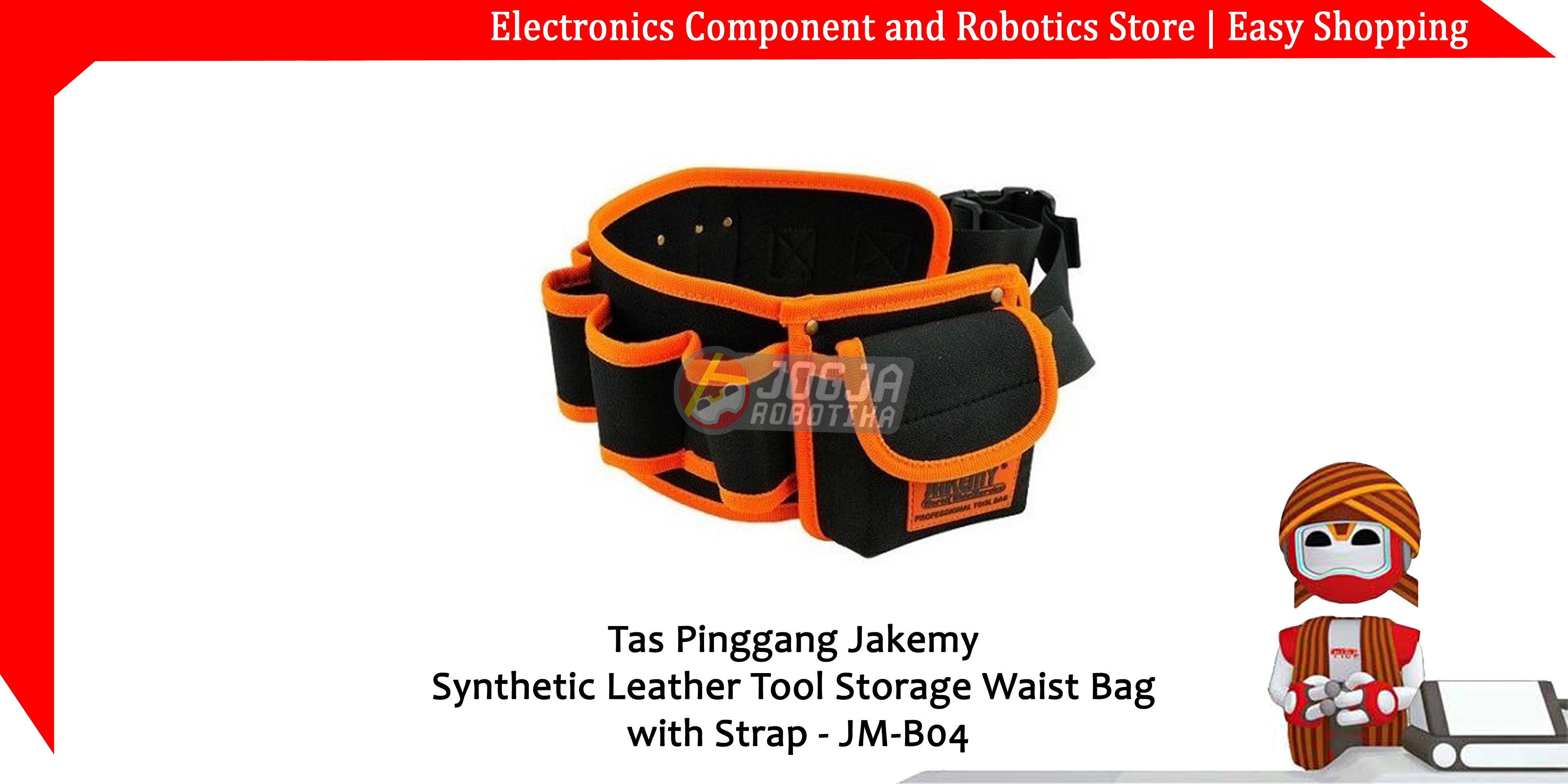 Tas Pinggang Jakemy Synthetic Leather Tool Storage Waist Bag with Strap - JM-B04